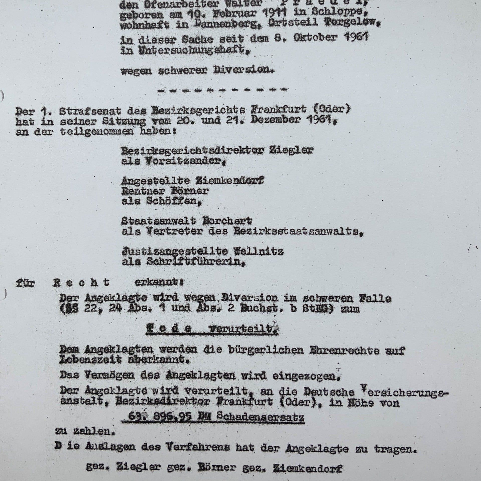 "Feind der Werktätigen" | DDR-Strafprozess gegen Walter Praedel | 20.12.1961 (3/4)