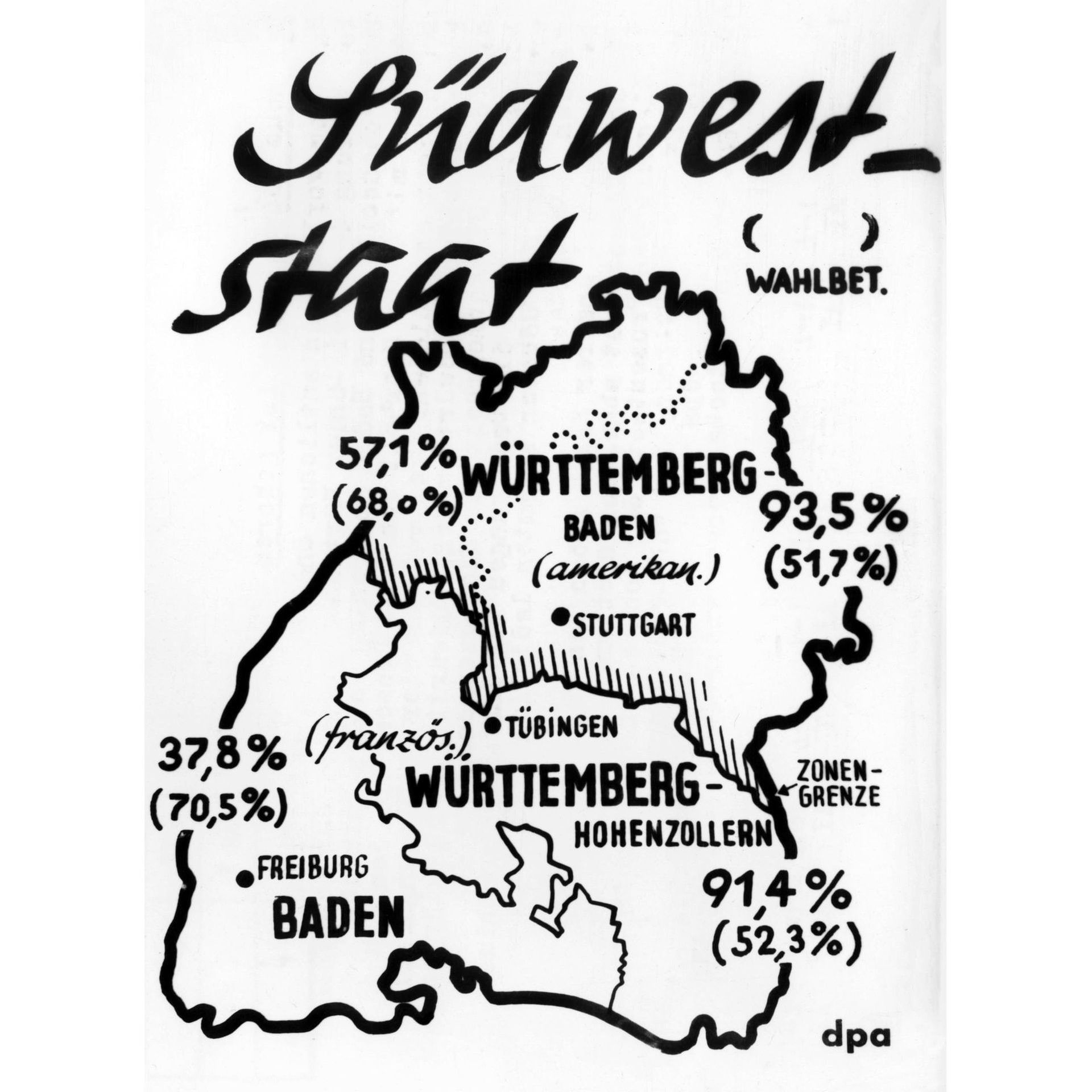 Ergebnis der Volksabstimmung: Mehrheit für Südweststaat | 12.12.1951