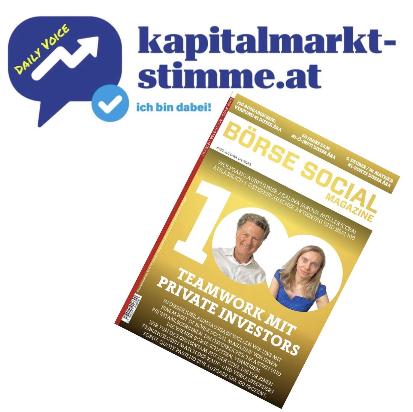 kapitalmarkt-stimme.at daily voice 150/365: Börse Social Magazine 100 mit CCPA, EAM, 2x Raiffeisen, Verbund, Erste Group im Fokus