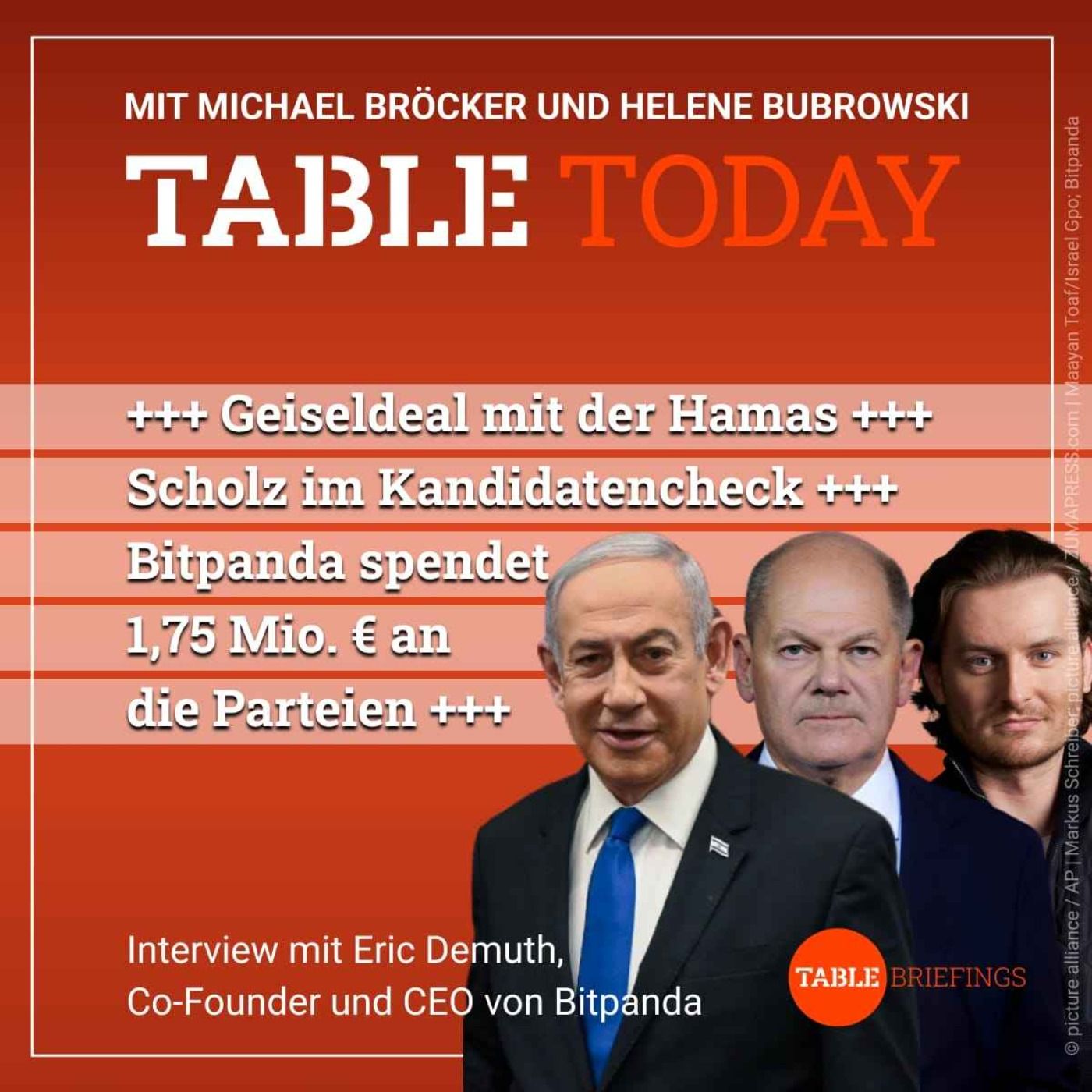 ++Geiseldeal mit der Hamas++Scholz im Kandidatencheck++Bitpanda spendet 1,7 Mio. Euro an die Parteien++