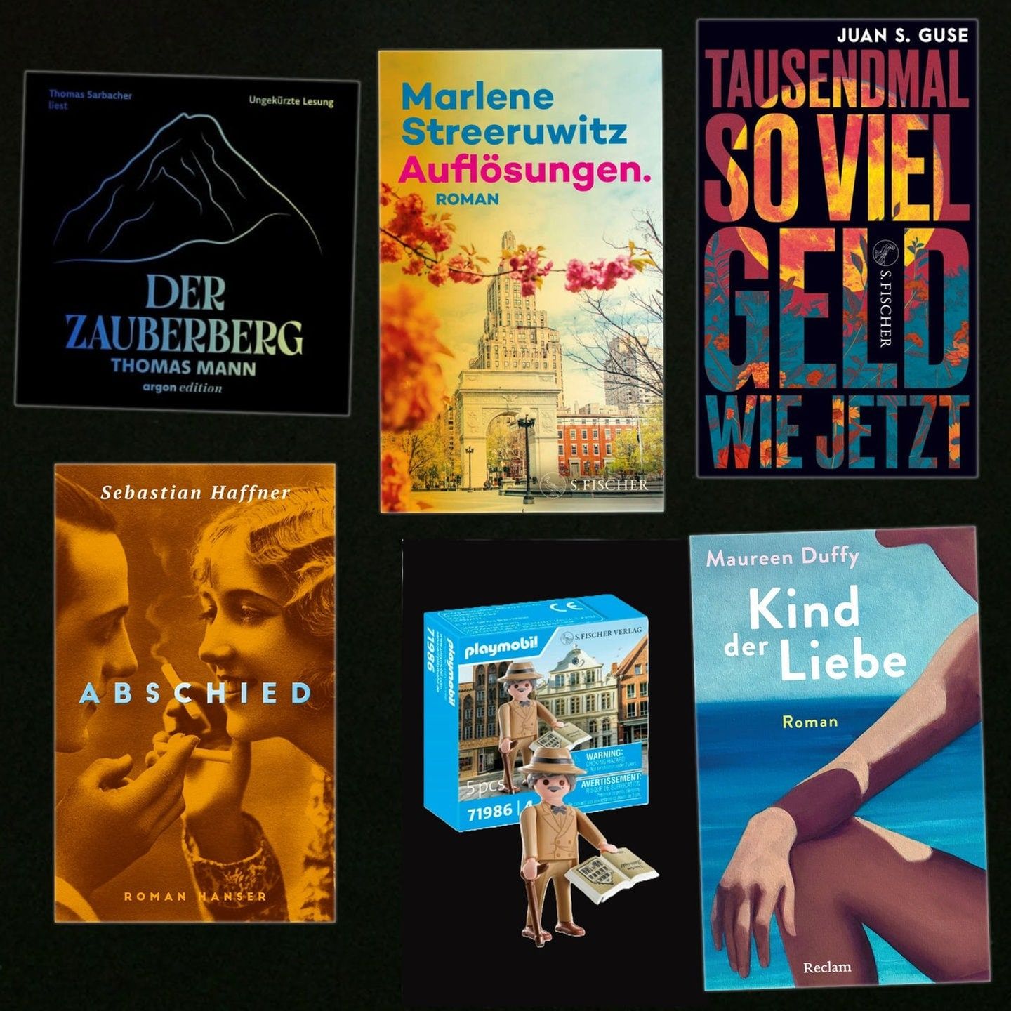 Spielen mit Thomas Männchen und neue Bücher von Juan S. Guse, Sebastian Haffner, Maureen Duffy und Marlene Streeruwitz