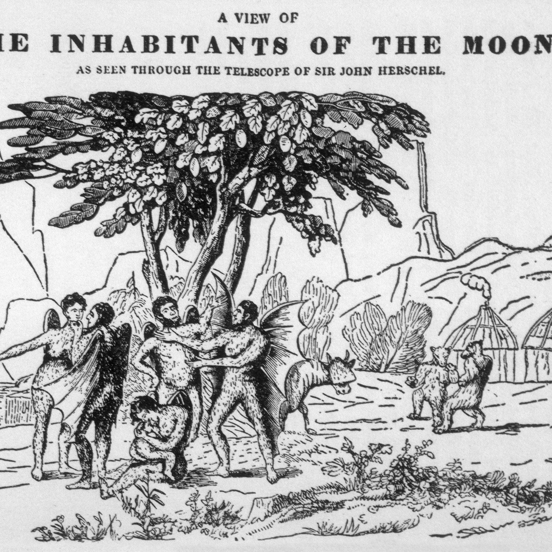 Der Mond hat die Fantasie der Menschen schon lange beflügelt, doch was der Astronom Sir John Herschel laut einer Artikelserie der New York Sun von 1835 mit seinem neuen Superteleskop auf der Oberfläche des Trabanten entdeckt haben sollte, das war wahrl...