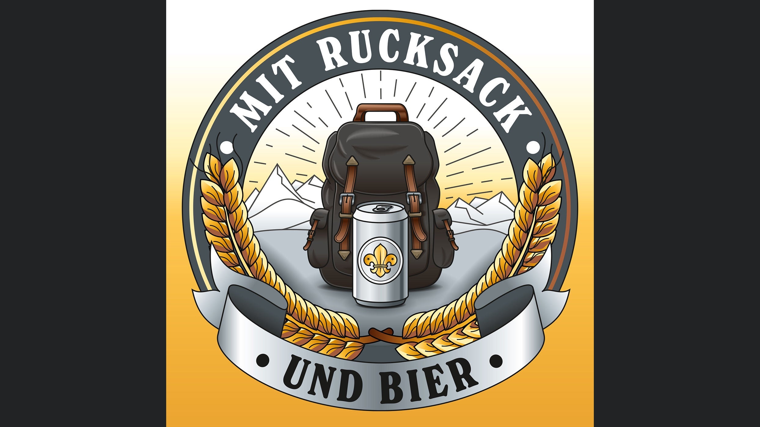 Mit Rucksack und Bier