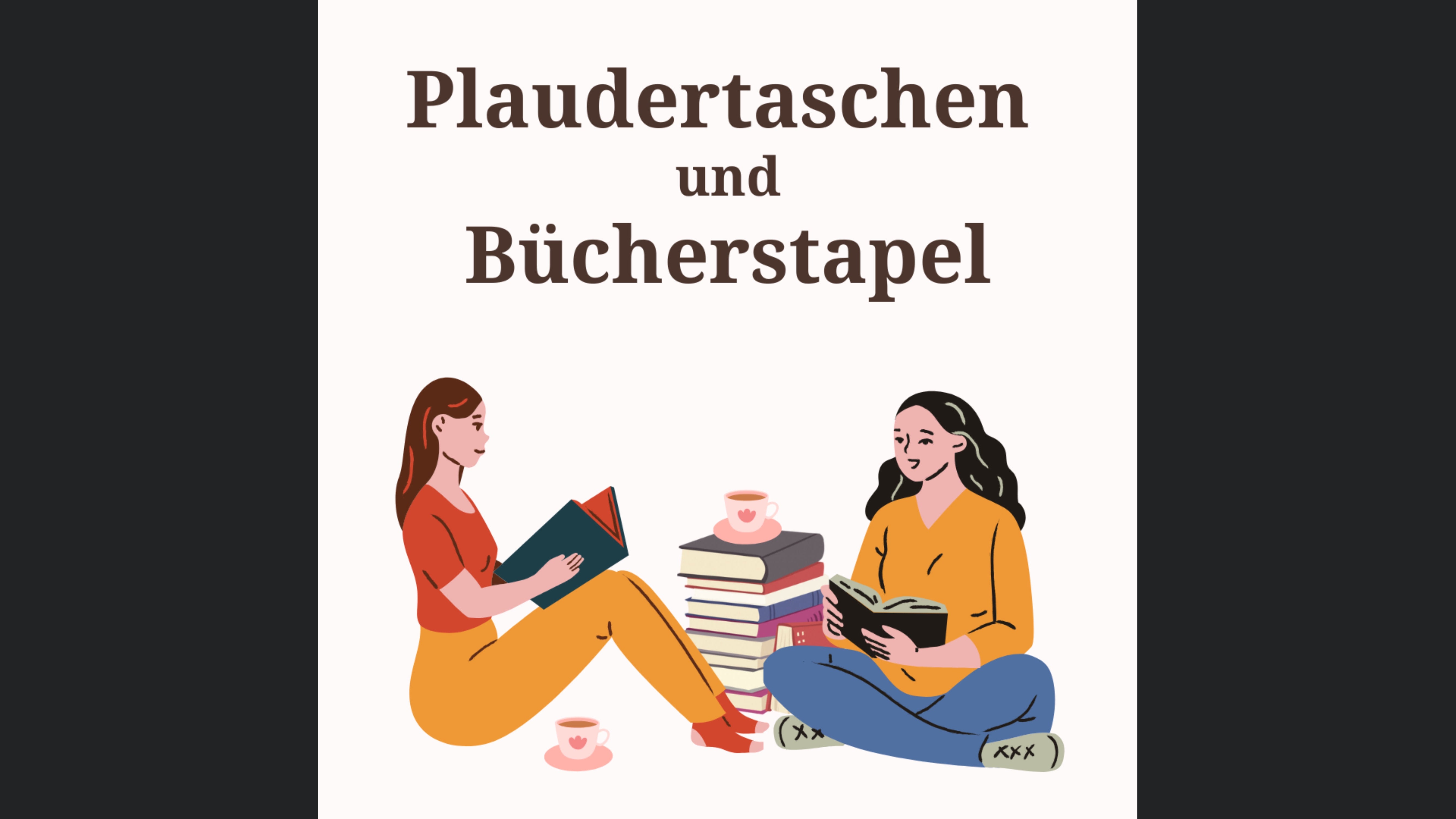 Plaudertaschen und Bücherstapel
