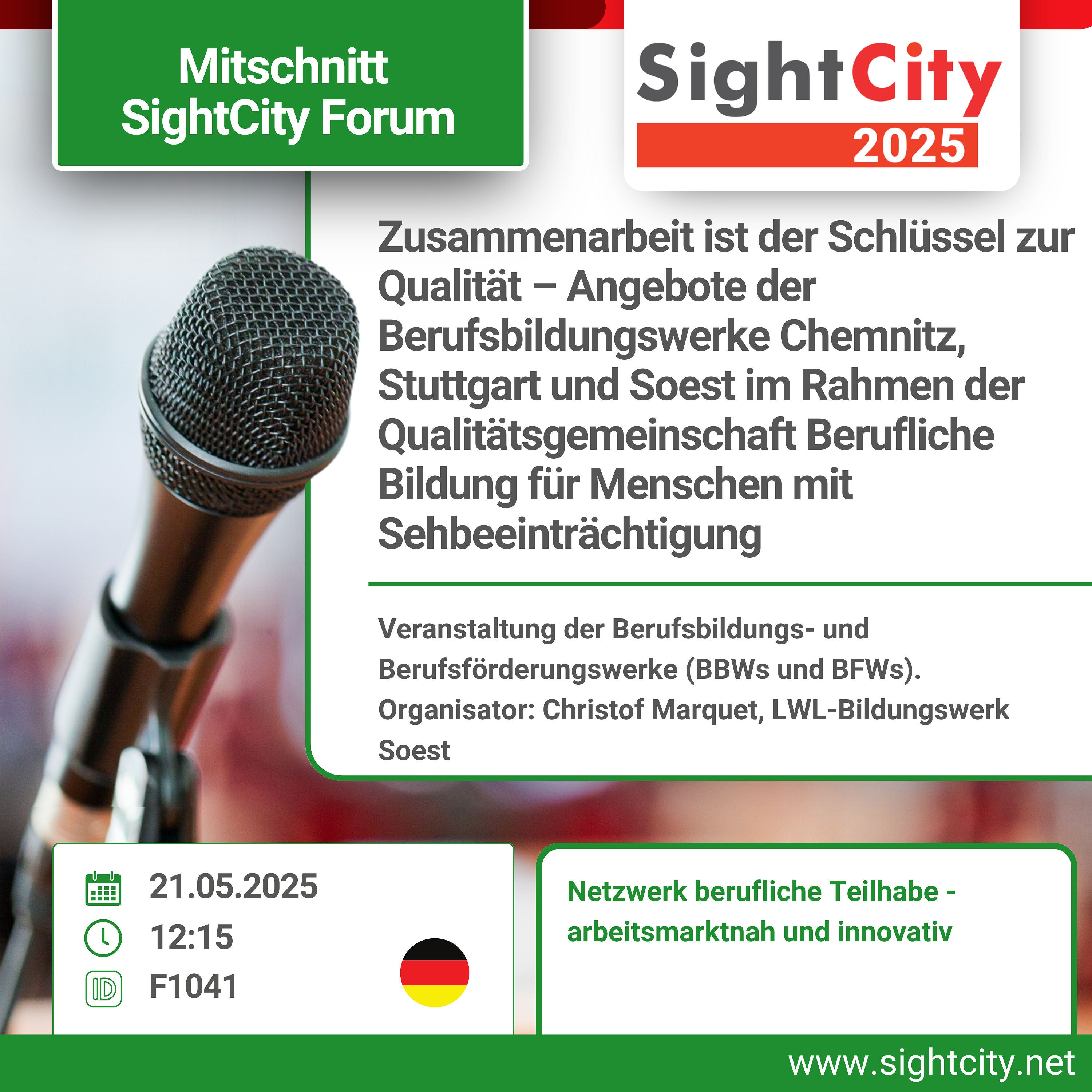 SightCity Forum 2025 - Zusammenarbeit ist der Schlüssel zur Qualität (F1041)