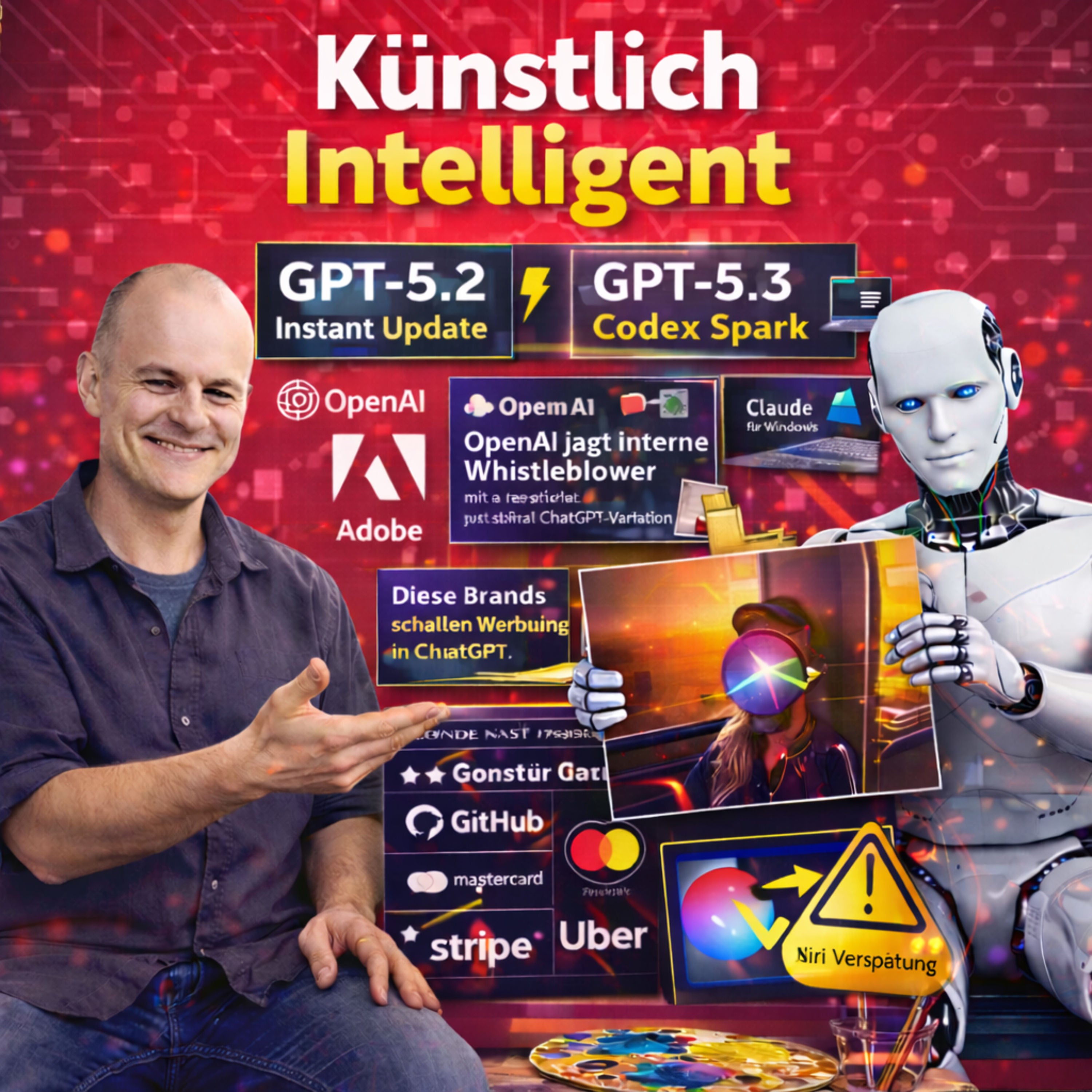 GPT-5.2 Update | GPT-5.3-Codex-Spark | ChatGPT für Whistleblower | Deep Research mit GPT-5.2 Support | Claude Cowork für Windows | Siri Verspätung | Kunden, die Werbung bei ChatGPT schalten | OpenClaw