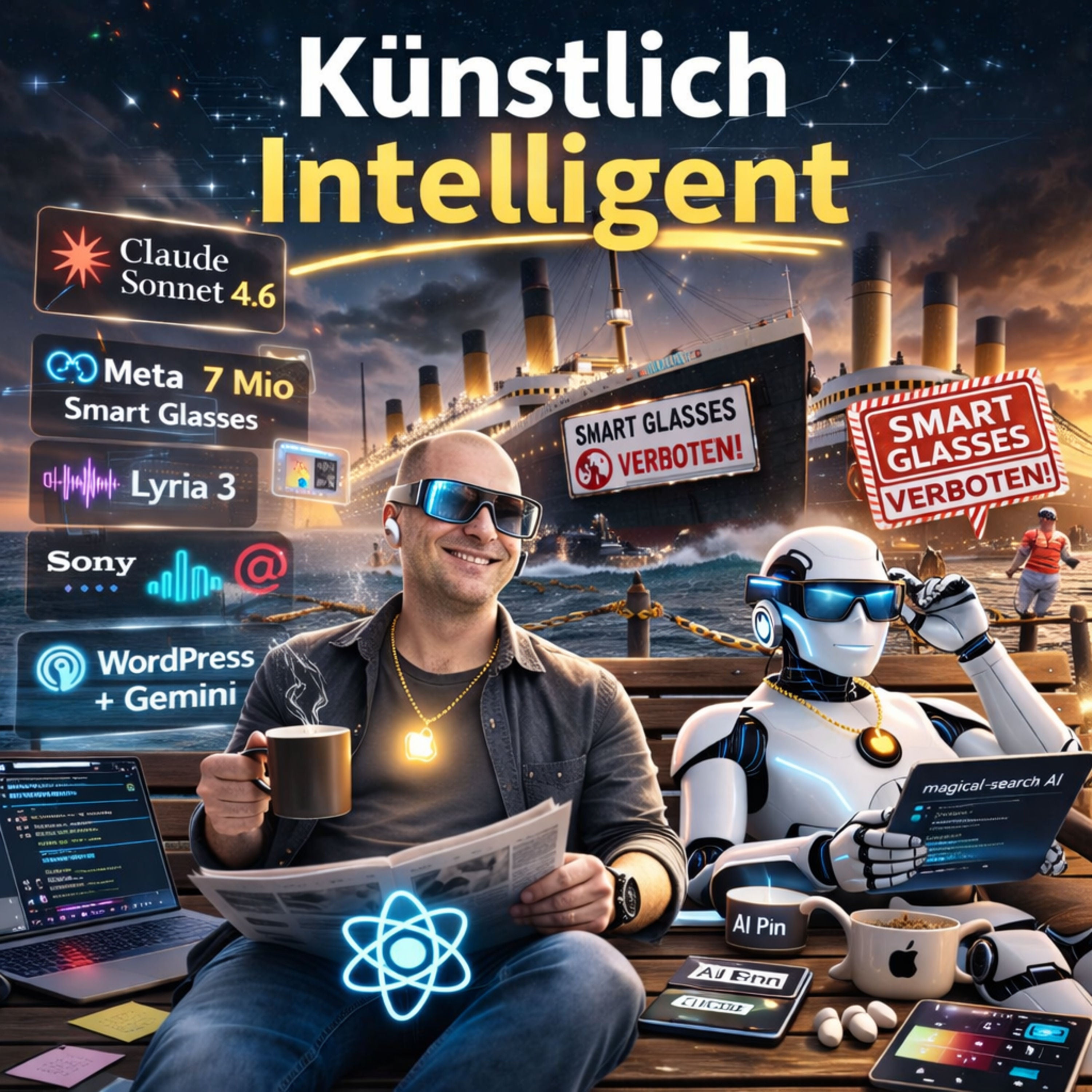 KI Geräte von Apple | Claude Sonnet 4.6 | Meta verkauft 7 Mio Smart Glasses 2025 | Kreuzfahrtschiff verbietet Smart Glasses an Board | Facebook mit animierten KI Profilbildern | Gemini Lyria 3