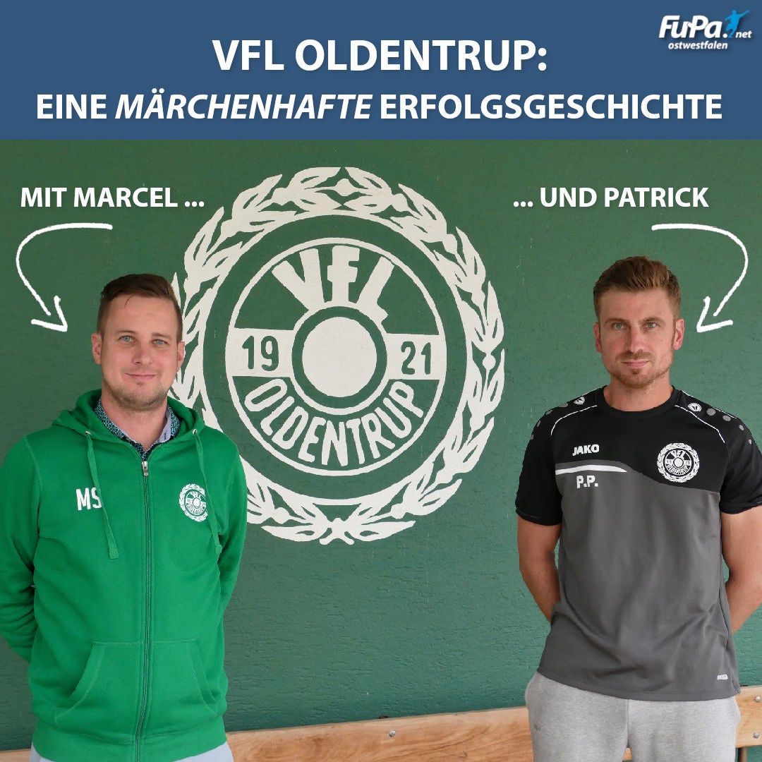 Flügelzange OWL mit dem VfL Oldentrup. Den Senkrechtstartern aus Bielefeld. Der Verein schaffte in drei Jahren den Sprung von der Kreisliga C in die Bezirksliga.