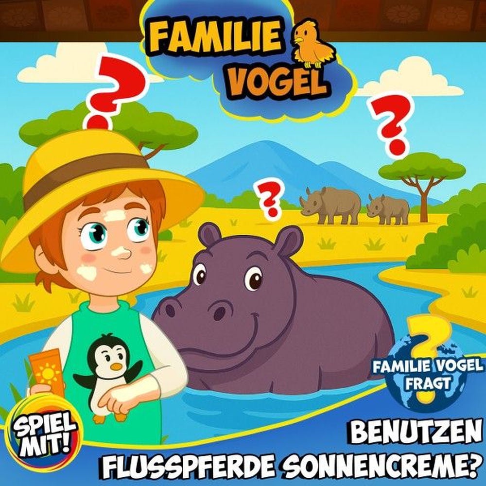 Familie Vogel fragt: Benutzen Flusspferde Sonnencreme?