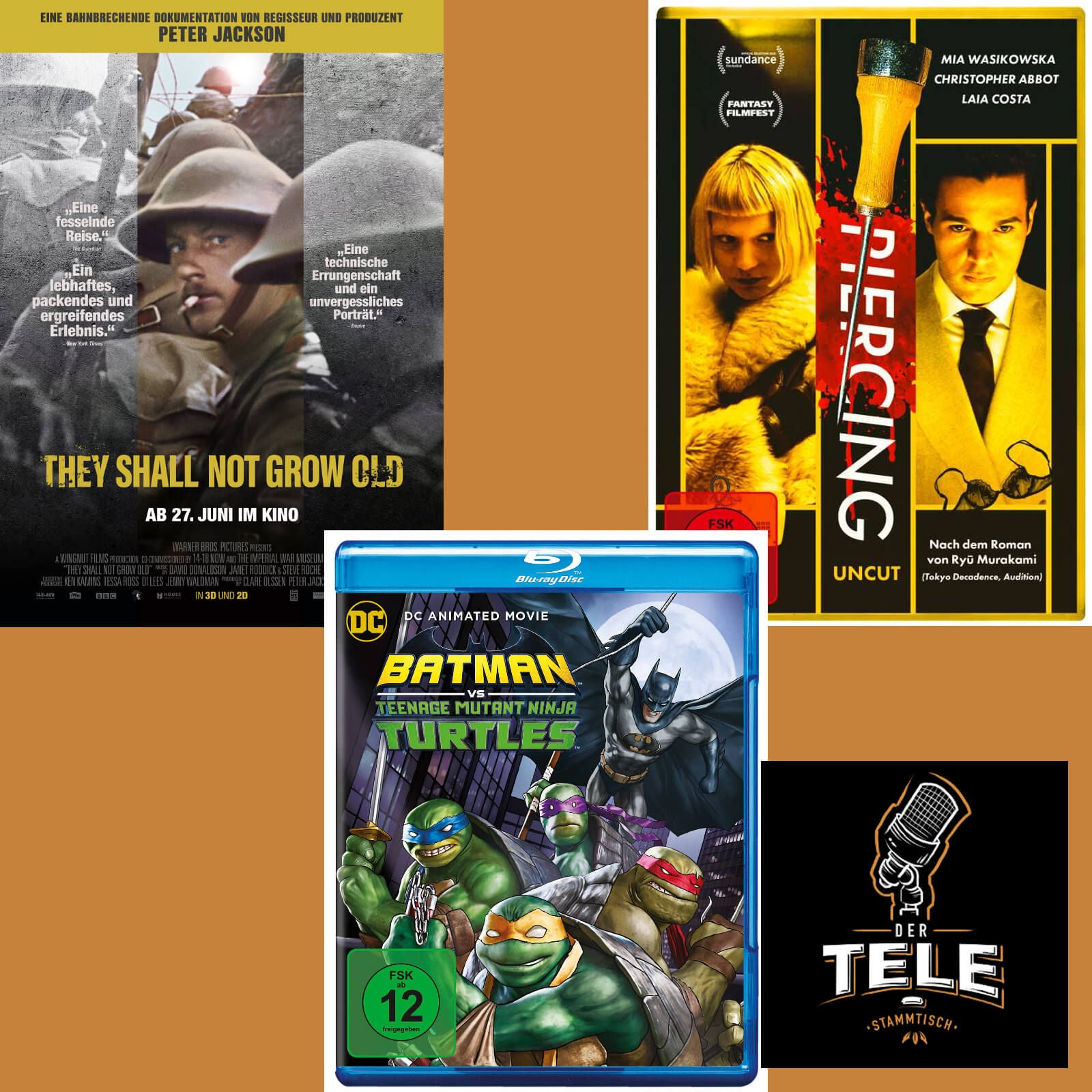 Reviews - "They Shall Not Grow Old", "Batman vs. Teenage Mutant Ninja Turtles" und "Piercing"