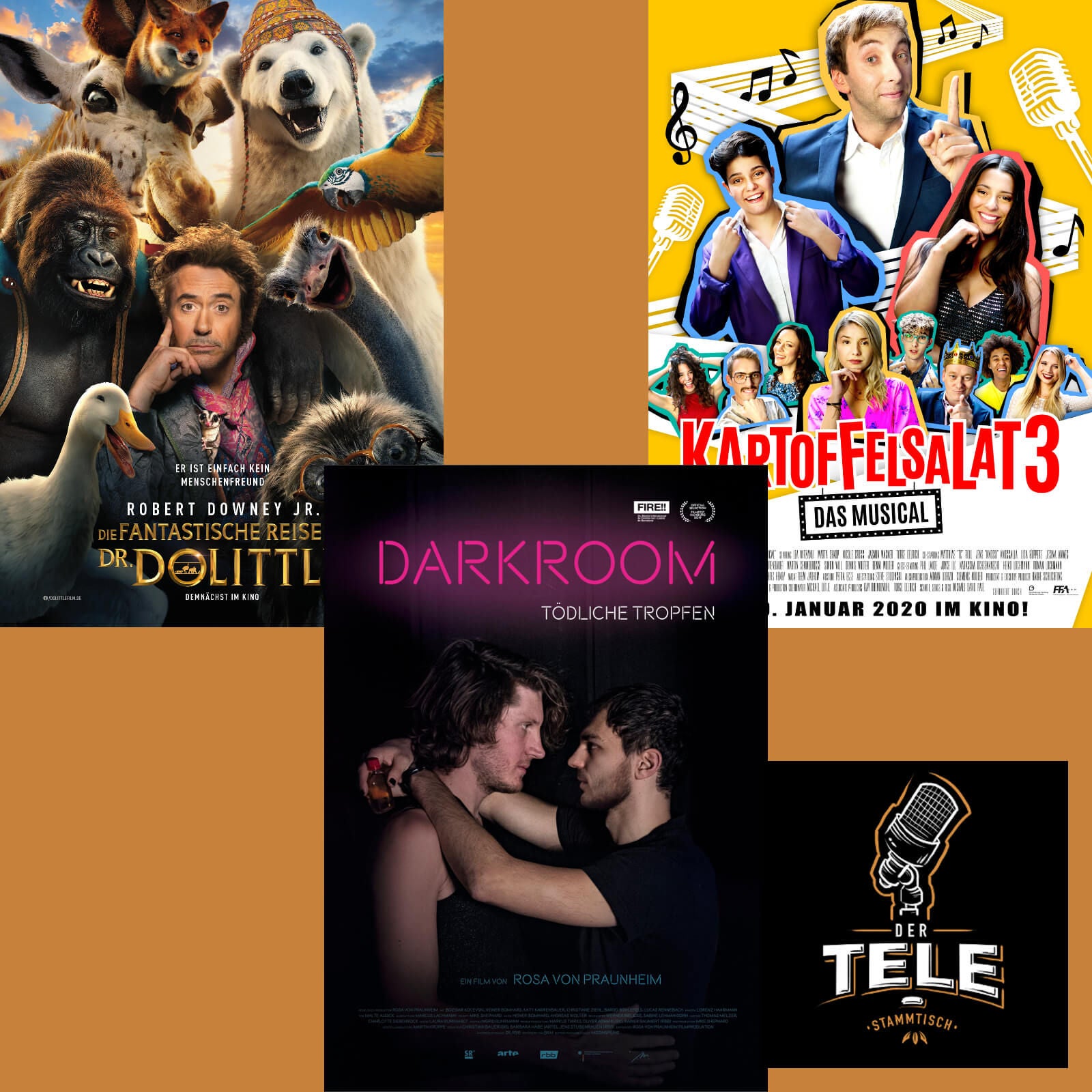 "Die Fantastische Reise Des Dr. Dolittle", "Darkroom" und "Kartoffelsalat 3"