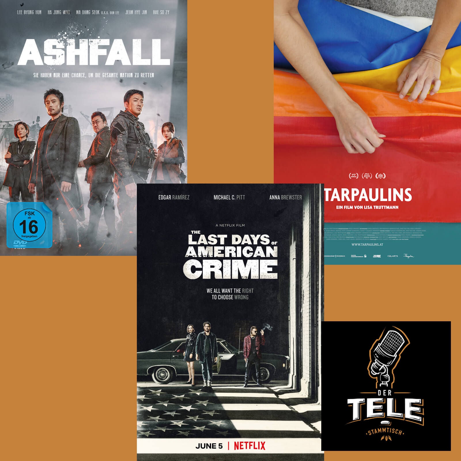 "Ashfall", "Last Days Of American Crime" und "Tarpaulins"