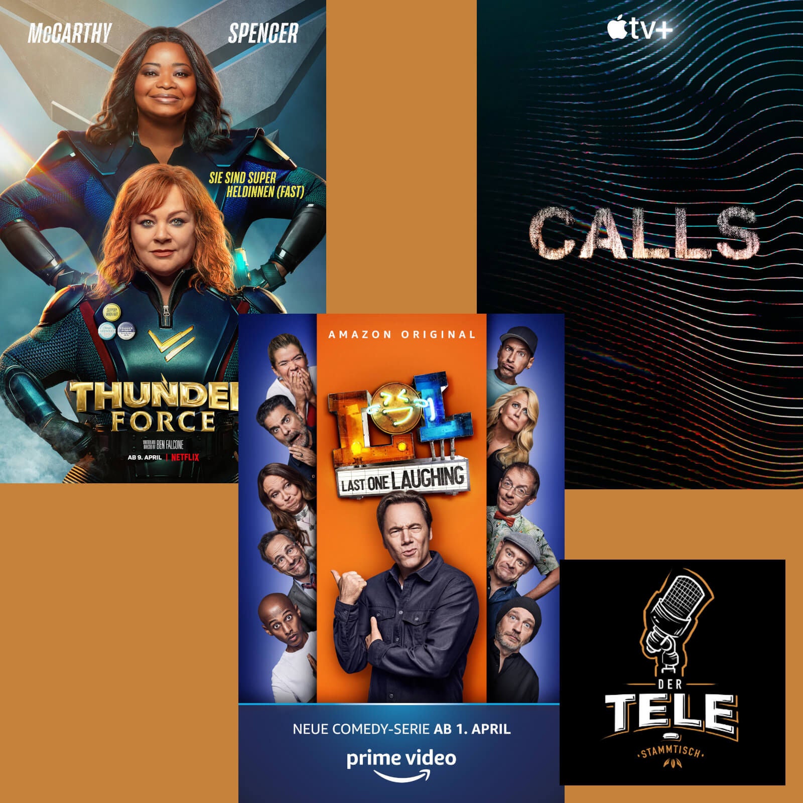 "Thunder Force" (Netflix), "Last One Laughing" (Prime Video) und "Calls" (AppleTV+)