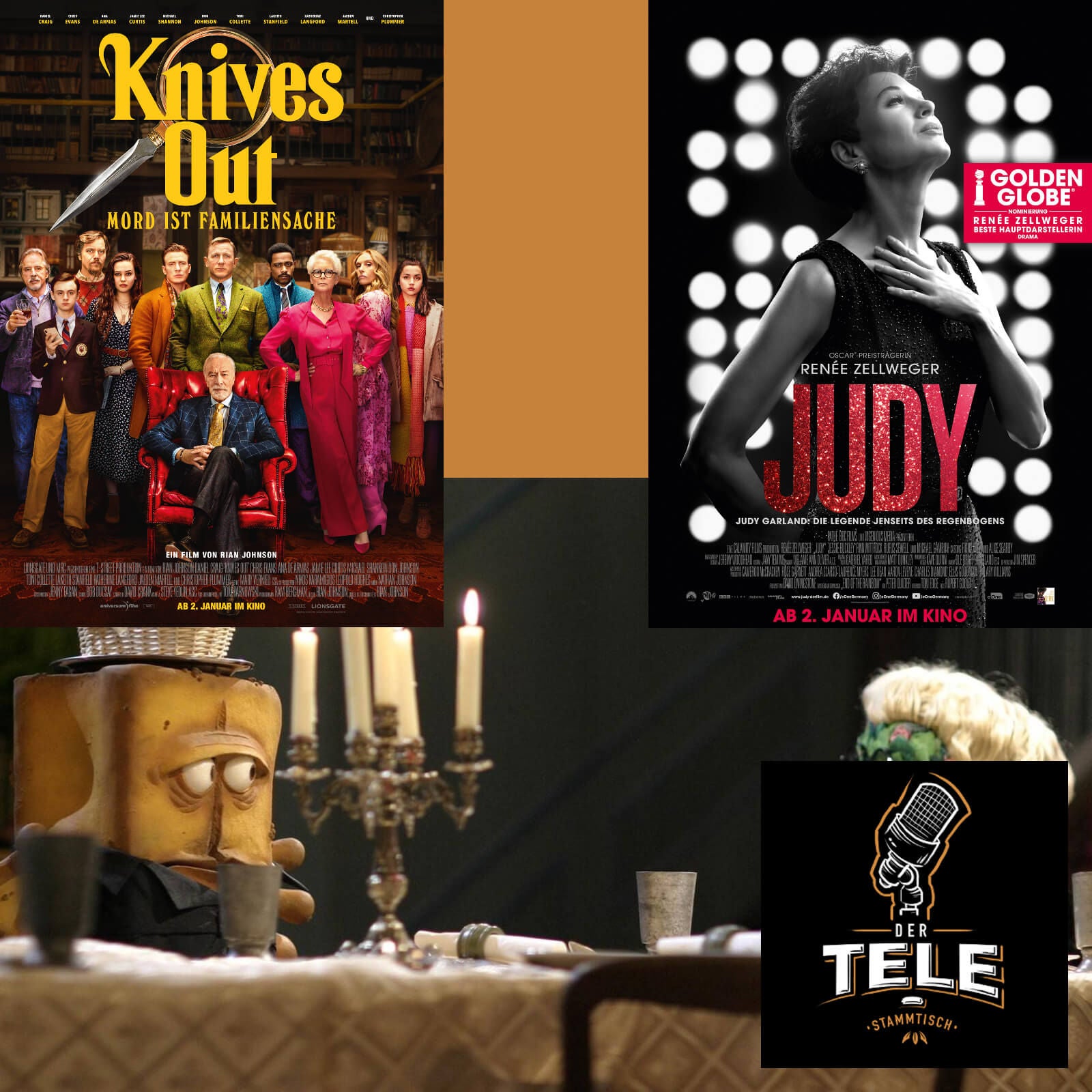 Reviews - "Knives Out", "Judy" und "Dinner Für Brot"