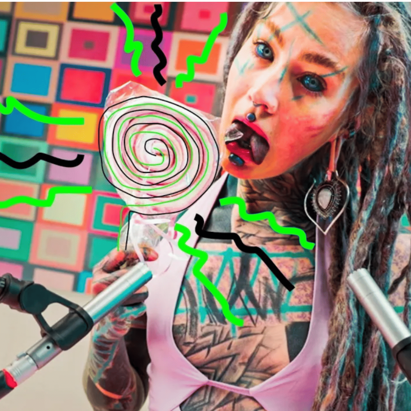 Anuskatzz eats a big marshmellow lolli