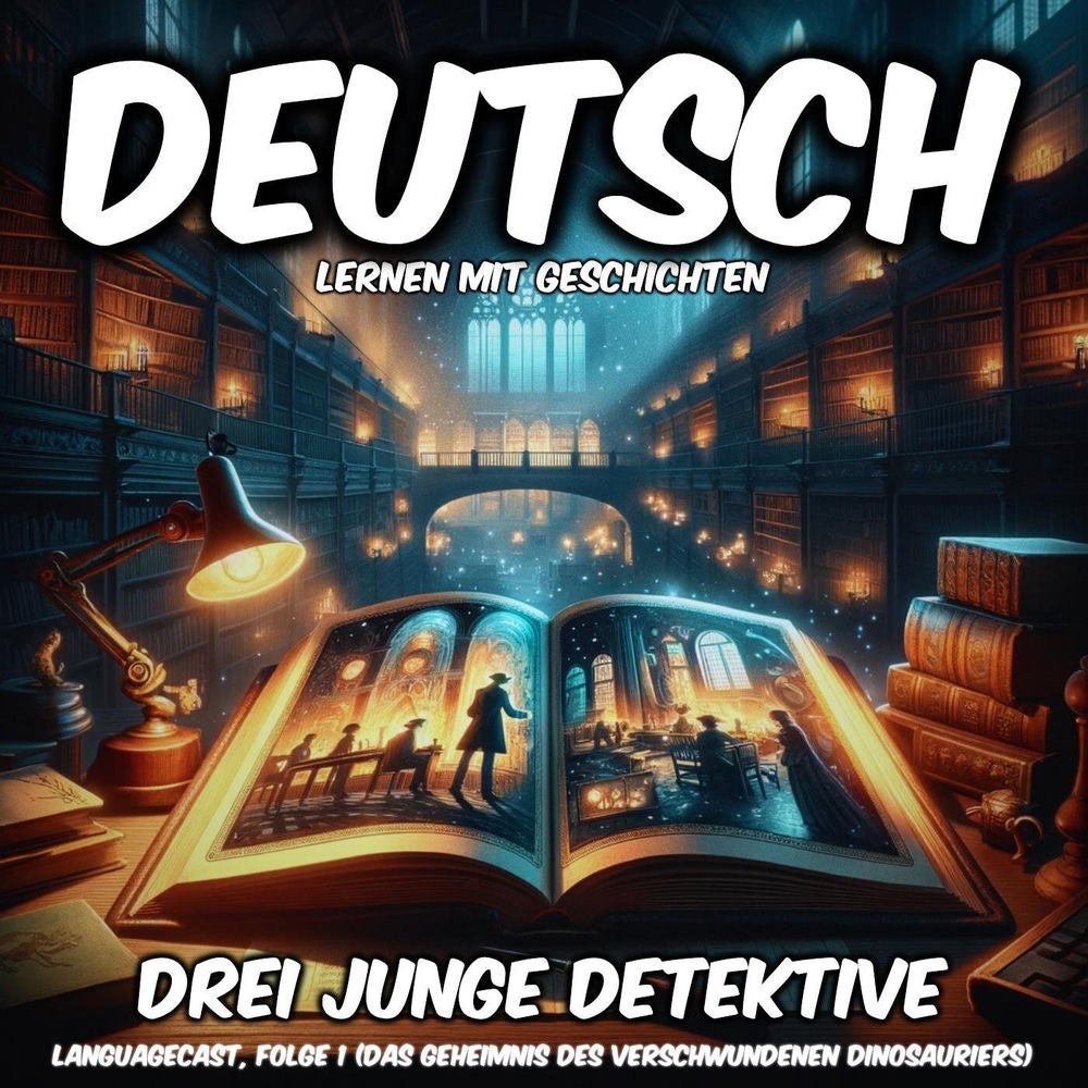 Deutsch lernen mit Geschichten: Drei junge Detektive, Folge 1 (Das Geheimnis des verschwundenen Dinosauriers)