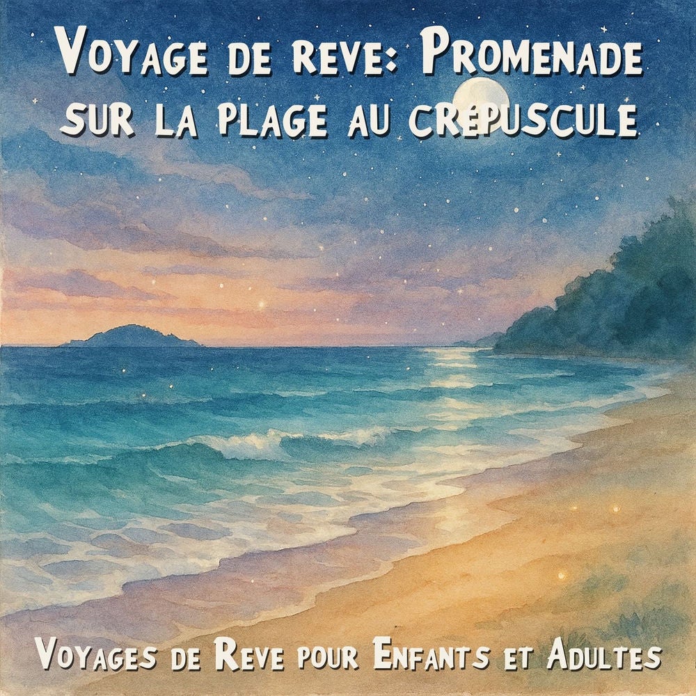 Voyage de rêve: Promenade sur la plage au crépuscule