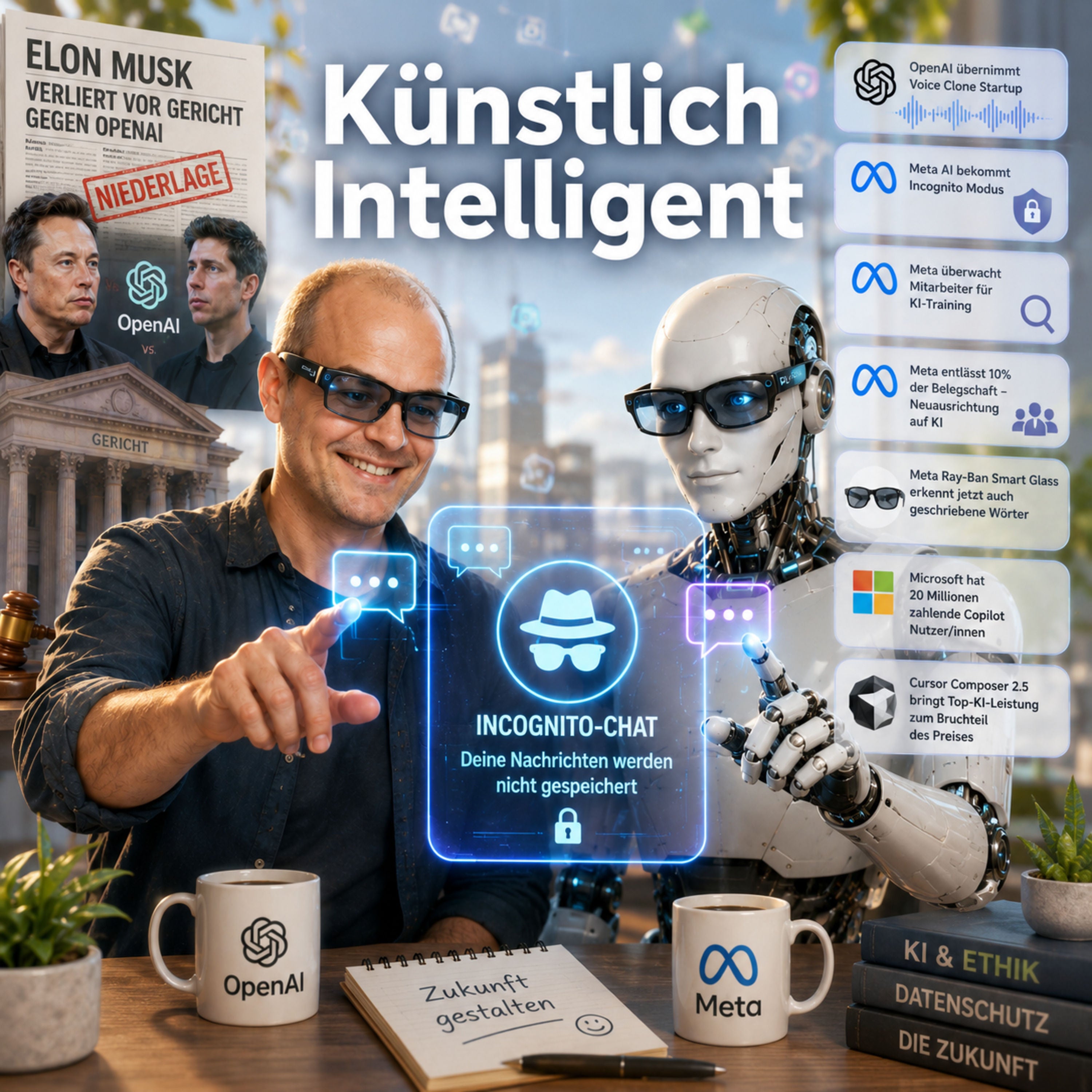 Elon Musk verliert gegen OpenAI | OpenAI übernimmt Voice Cloning Startup | Meta AI Incognito Chat | Meta Ray Ban erkennt nun geschriebene Texte in der Luft | Meta überwacht Mitarbeiter/innen