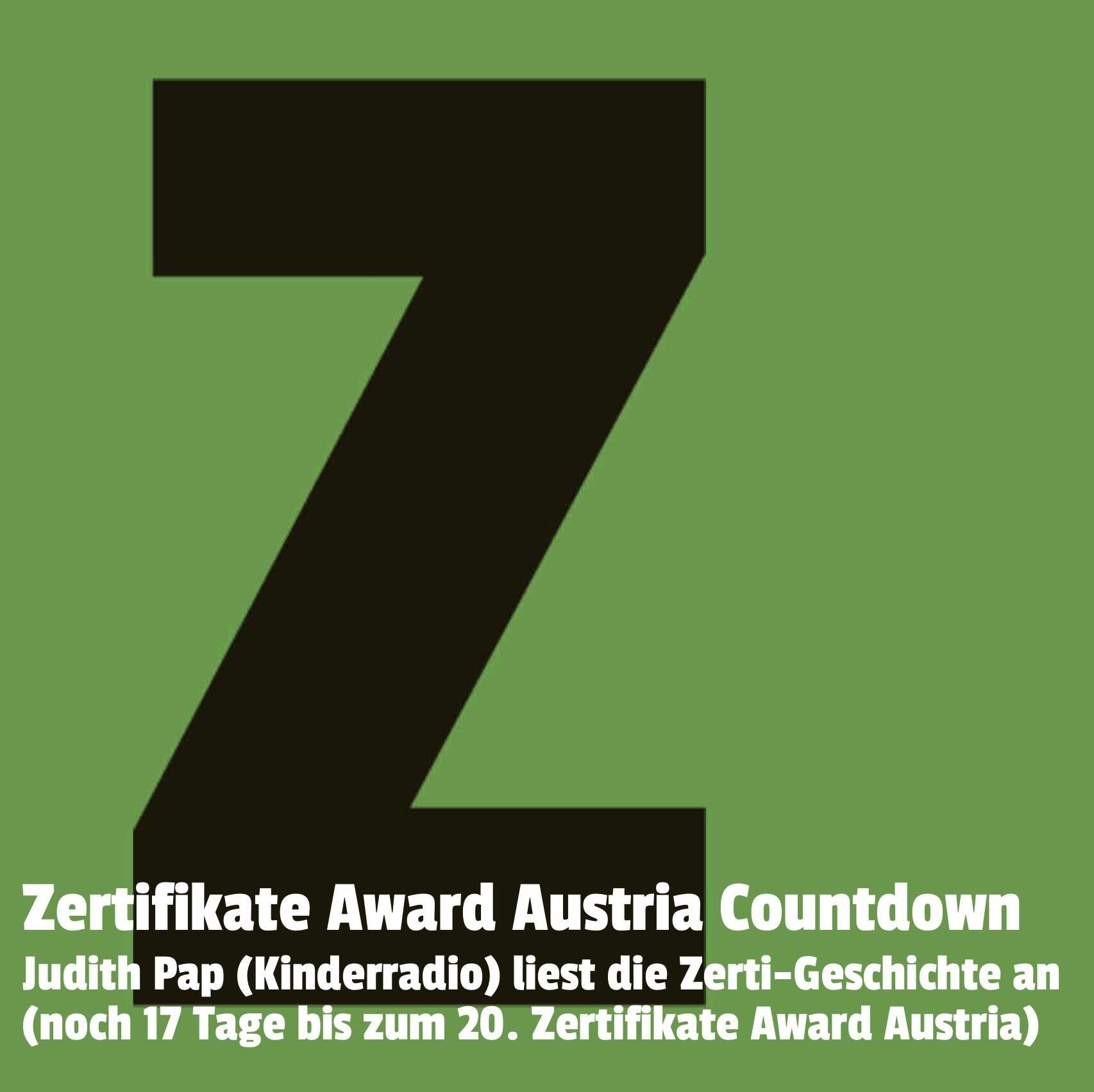 Zertifikate Party Österreich: Judith Pap (Kinderradio) liest die Zerti-Geschichte an (noch 17 Tage bis zum 20. Zertifikate Award Austria)