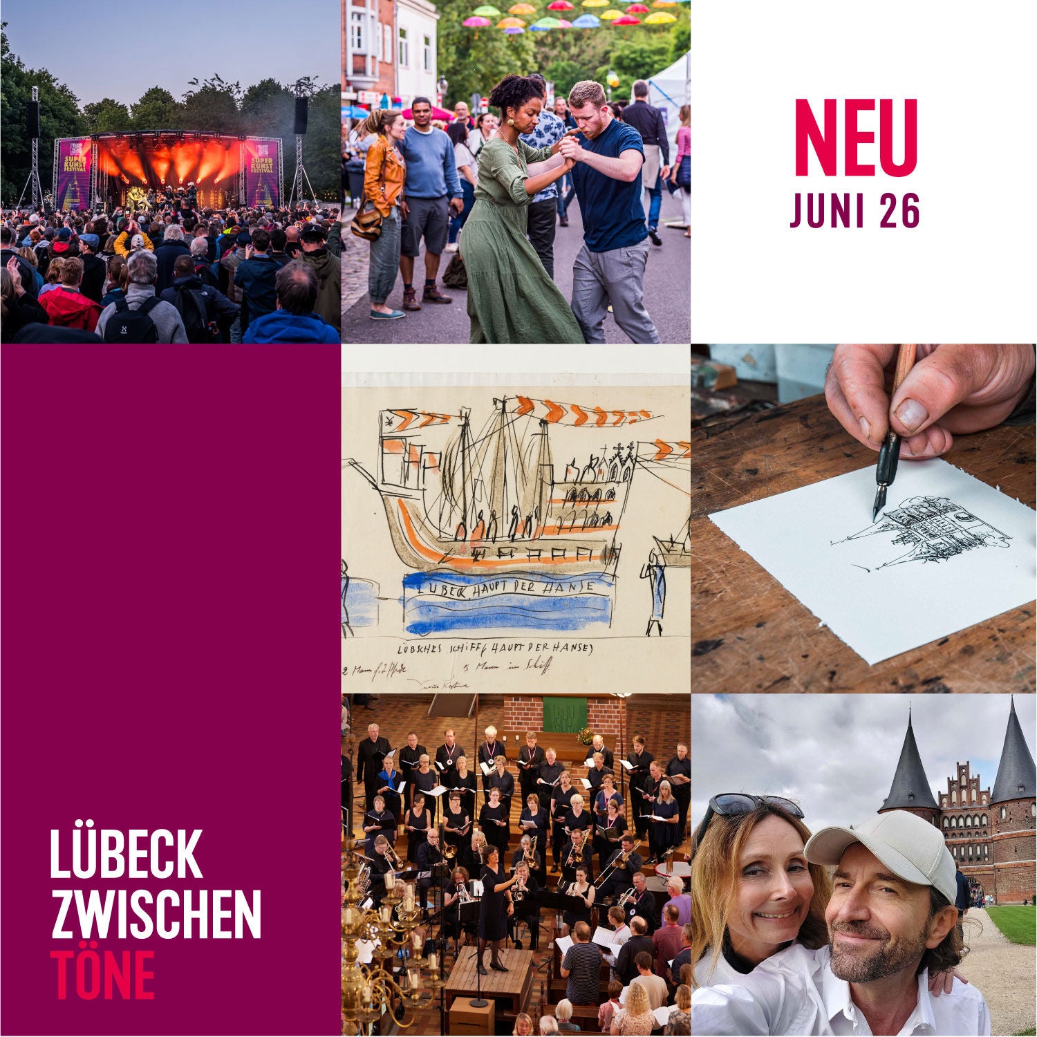 Superkunst, Postkarten, Mitsingen, HanseKulturFestival und Zeitreisen im Juni in Lübeck