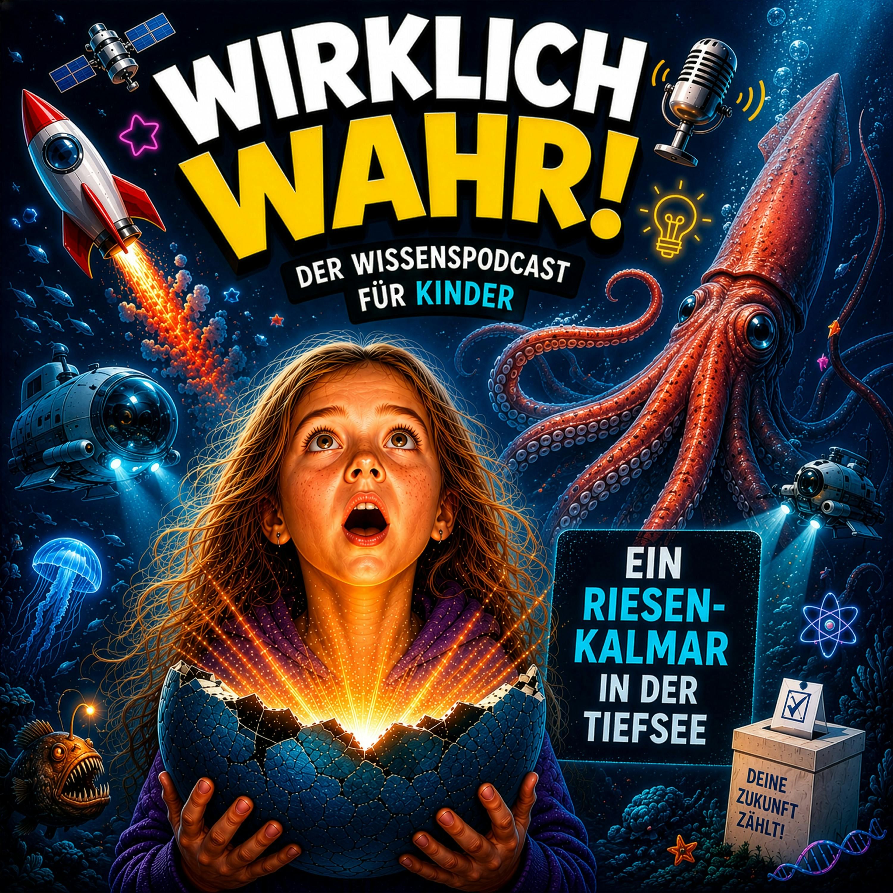 Was ist da los? Ein Riesenkalmar in der Tiefsee