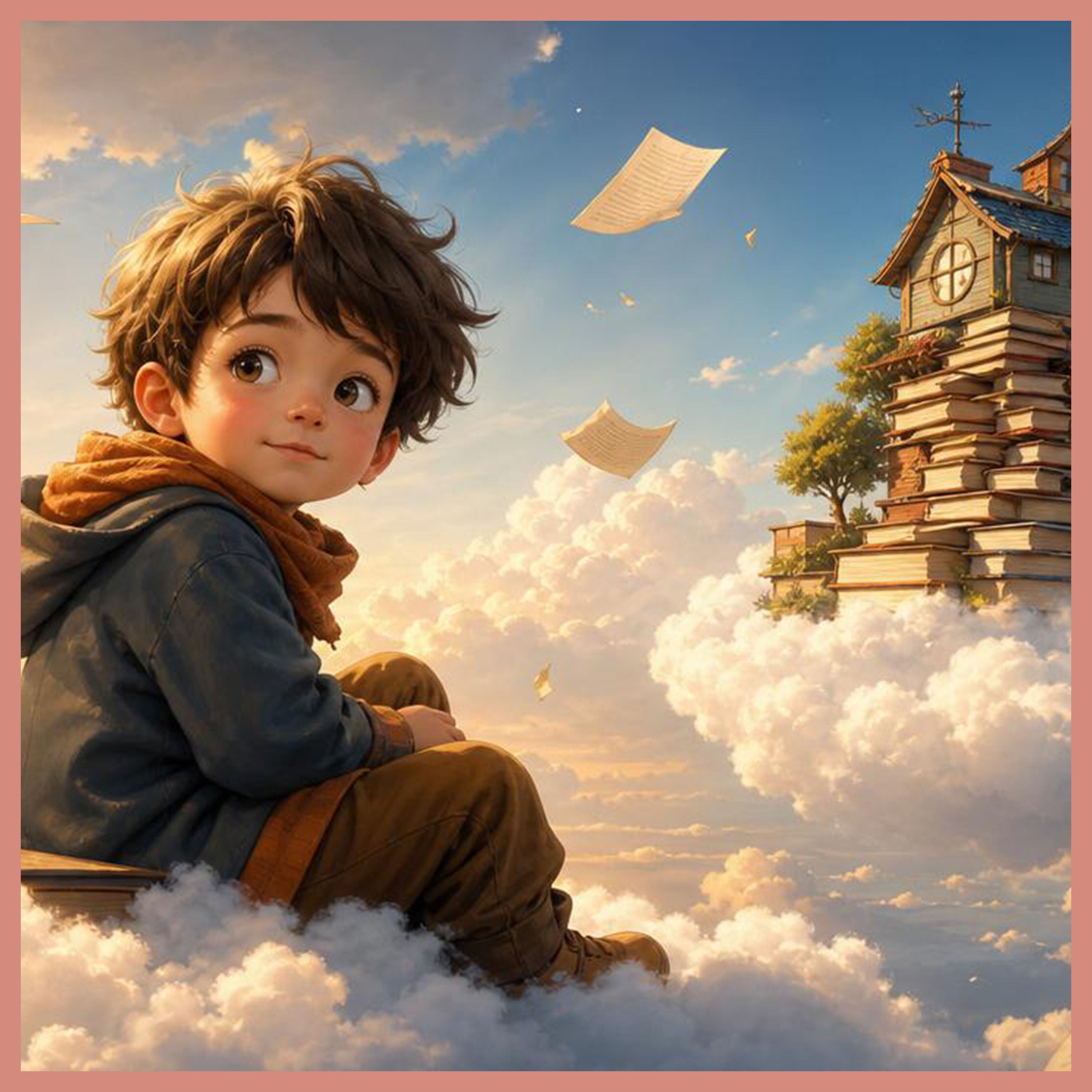 Die Wolkenbibliothek – Fantasiereise für Kinder zum Malen