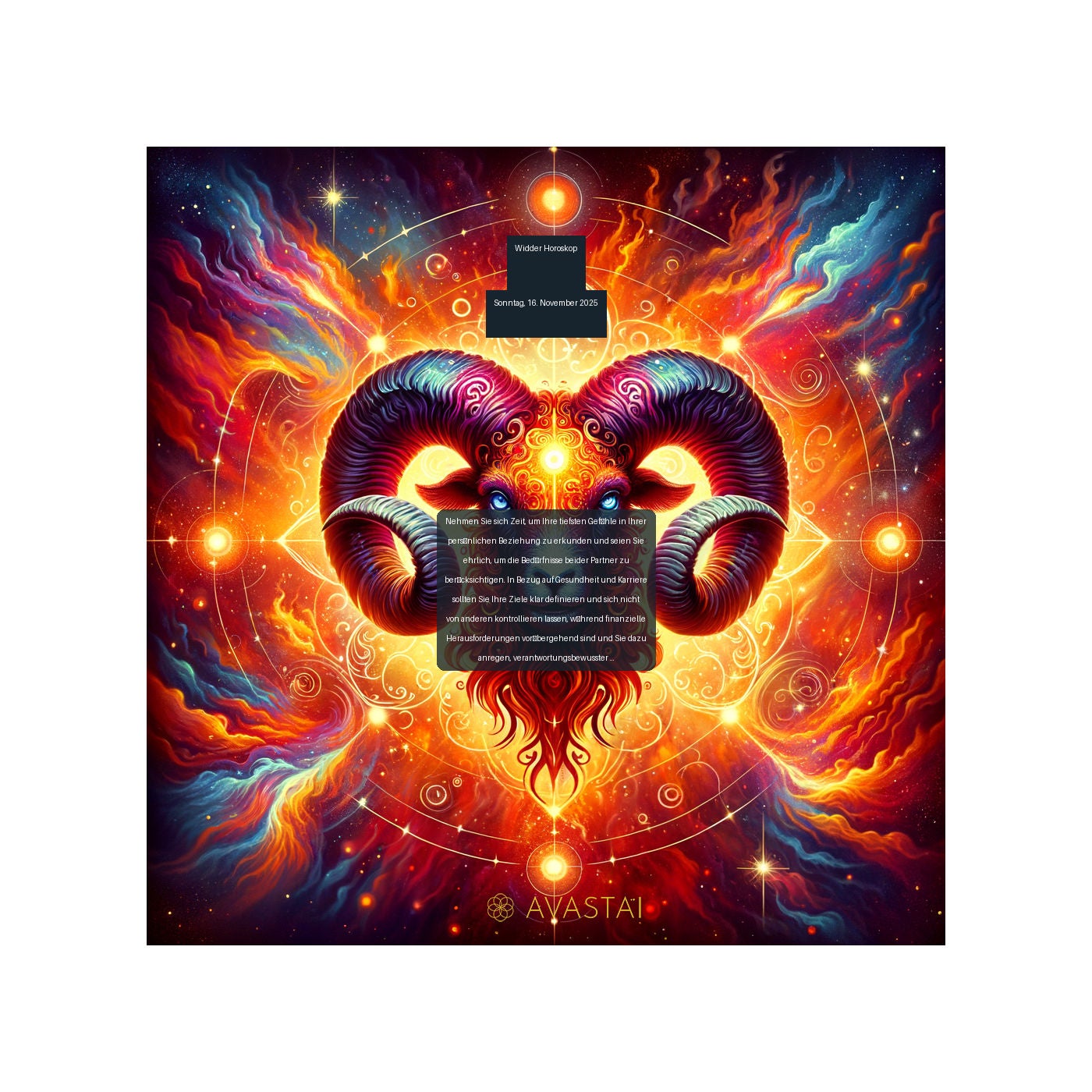 Widder Horoskop für den Sonntag, 16. November 2025: