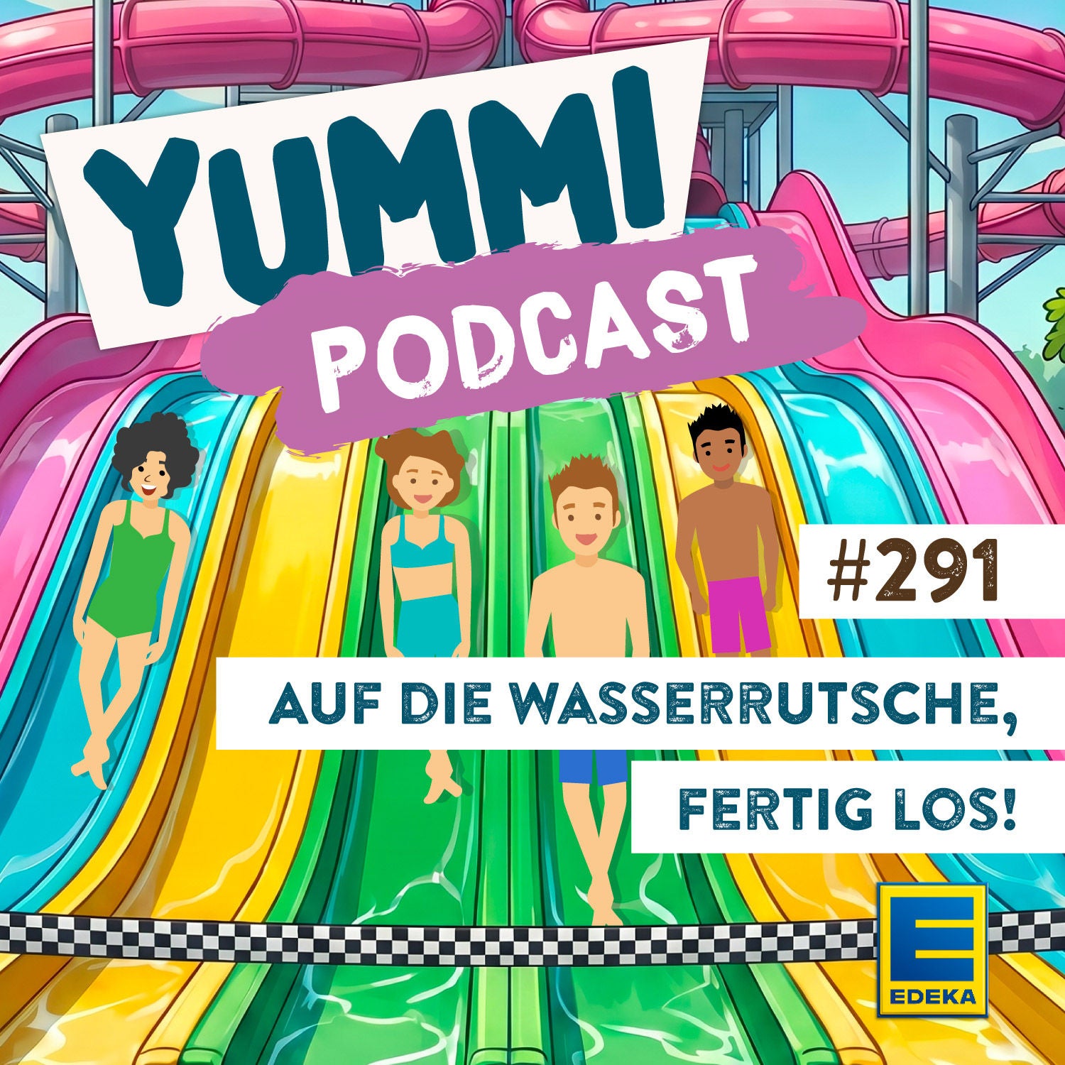 Auf die Wasserrutsche, fertig, los!
