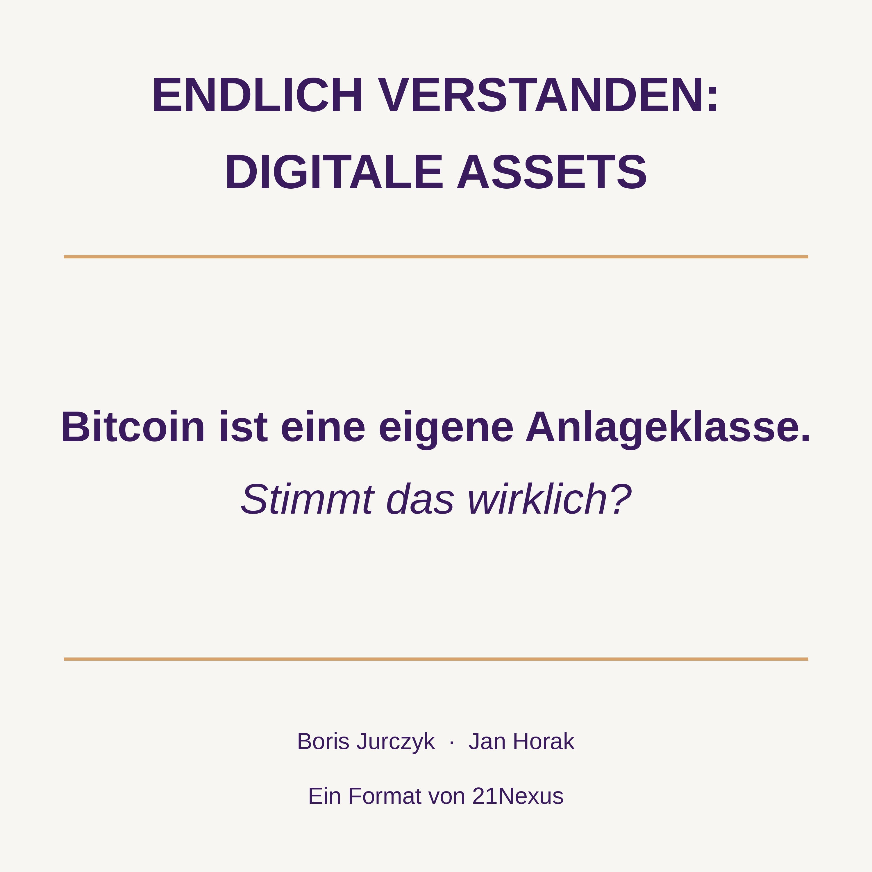 Bitcoin ist eine eigene Anlageklasse. Stimmt das wirklich?