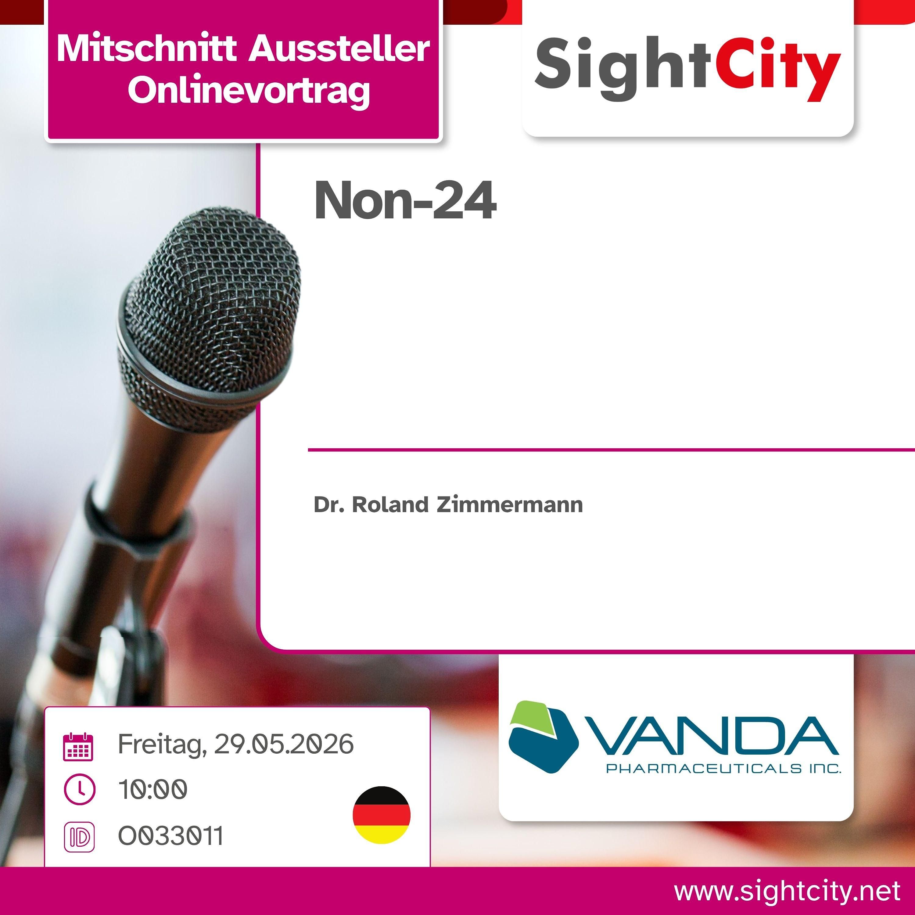 SightCity Ausstellervortrag 2026: Non-24 – Schlafrhythmusstörungen bei blinden Menschen Referent (O033011)