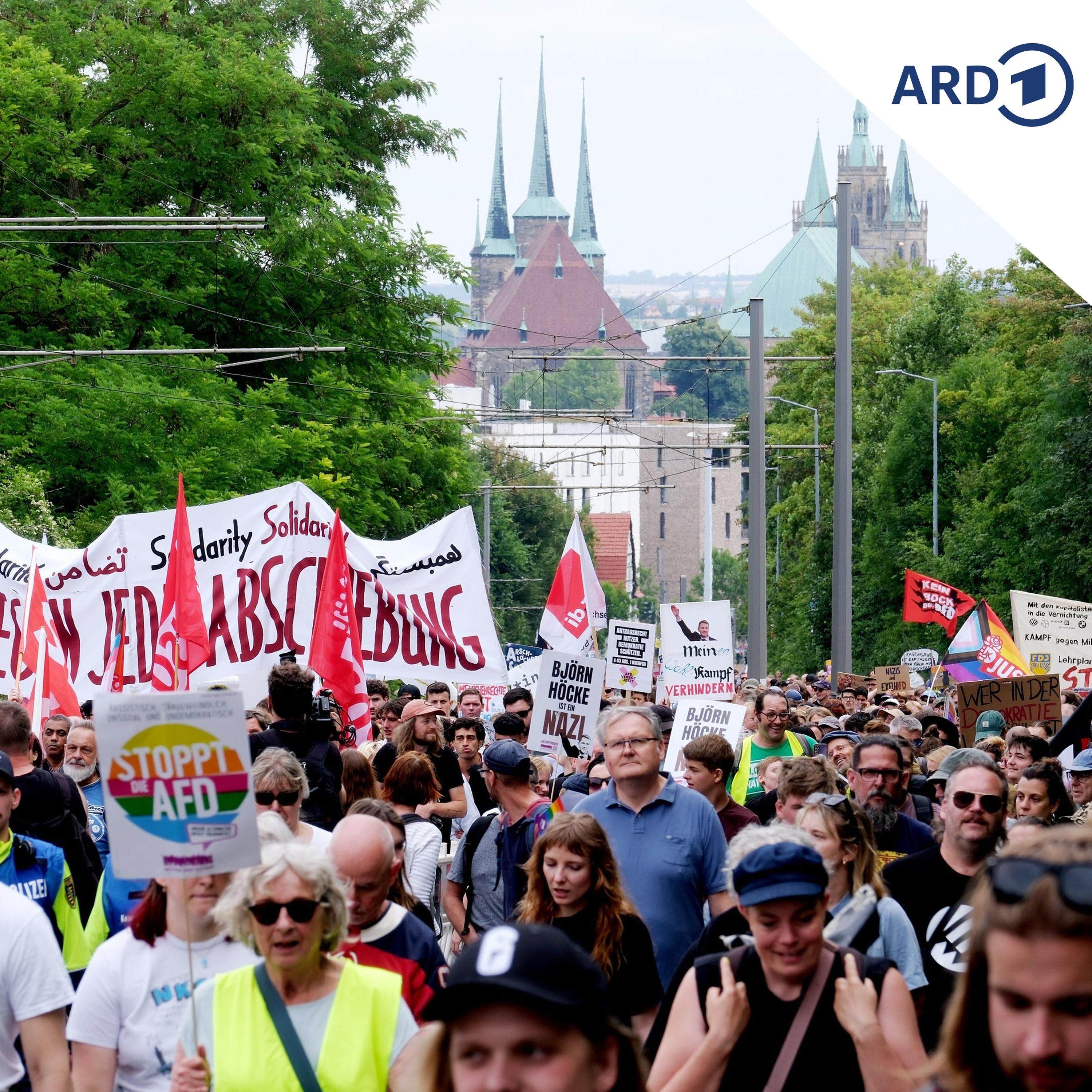 Zehntausende demonstrieren gegen AfD-Parteitag in Erfurt