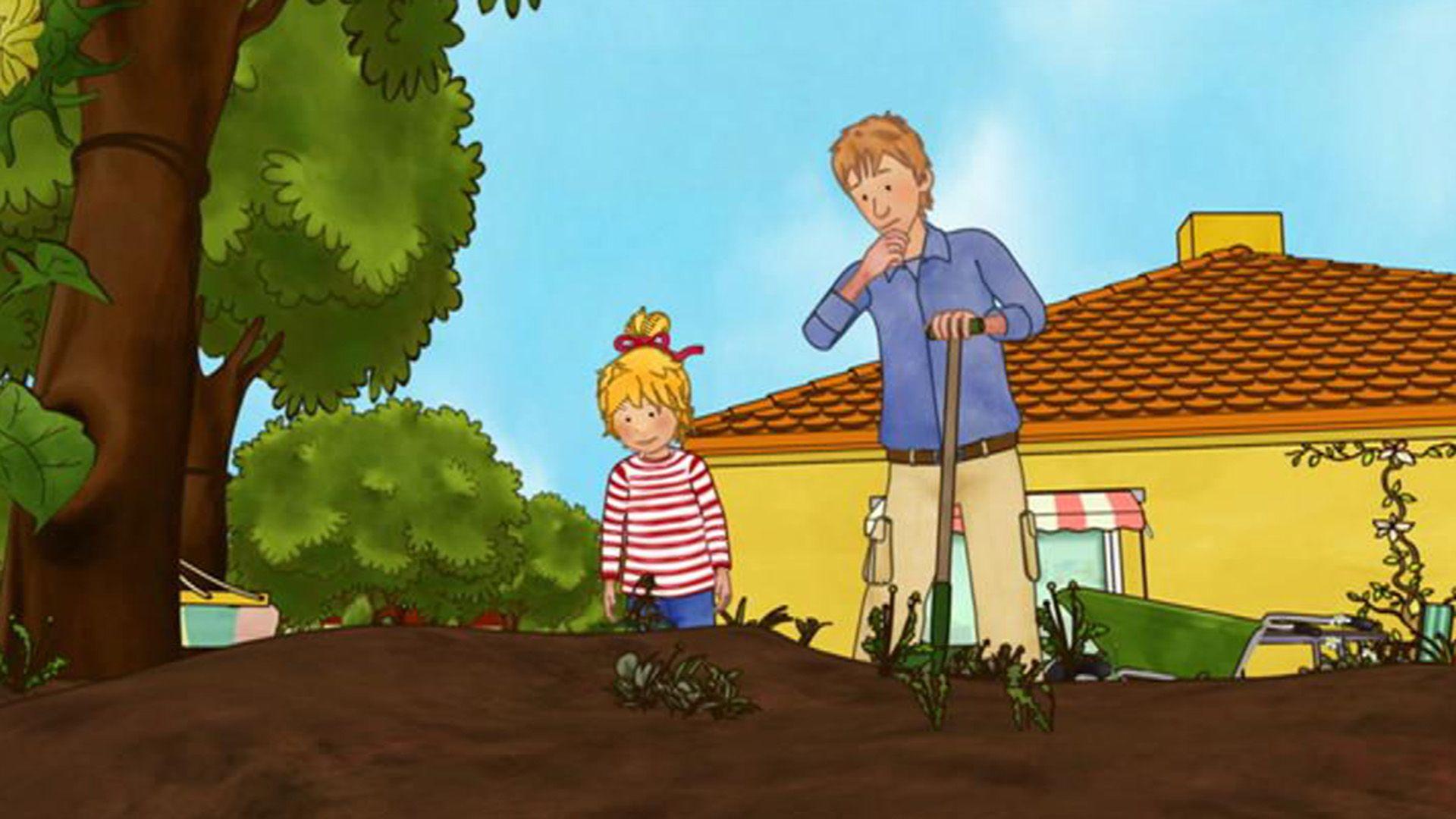 Conni hilft Papa im Garten