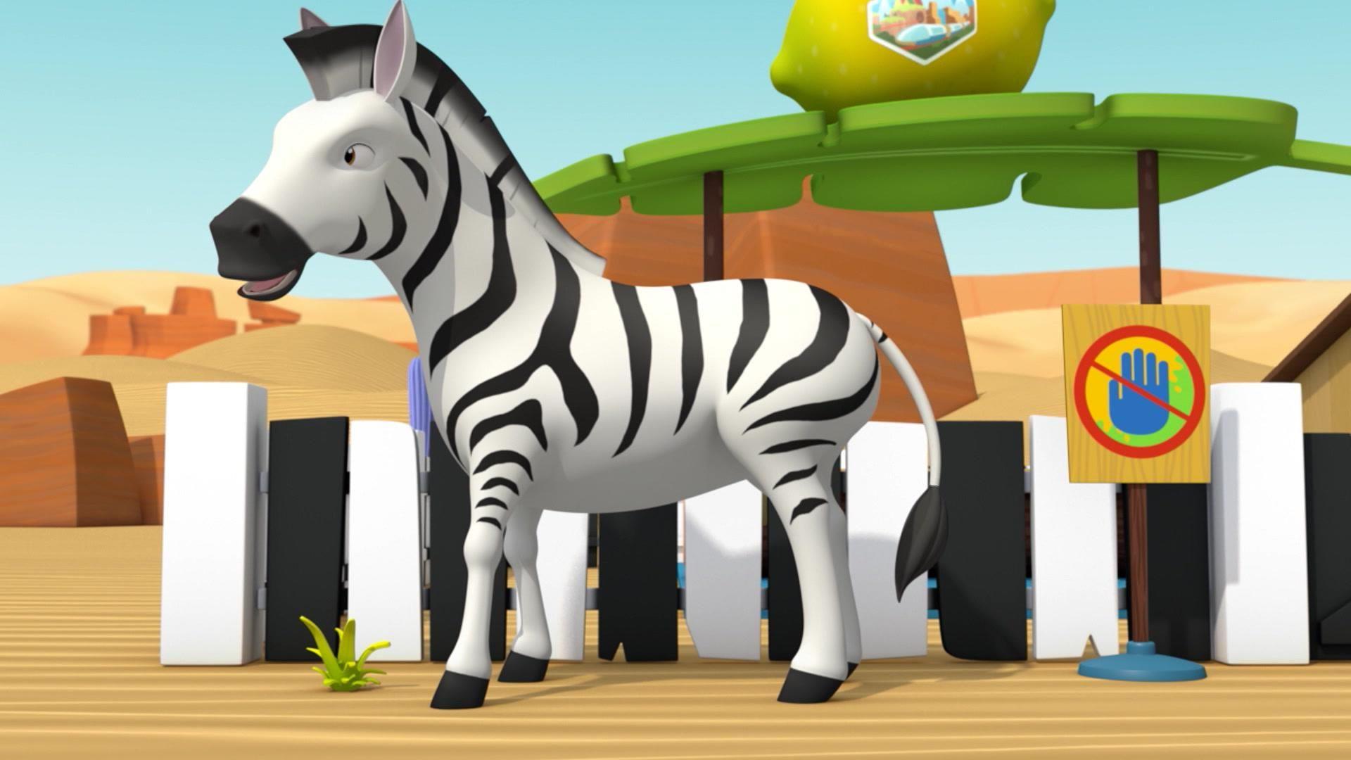 Ein gestreiftes Pferd im Tier-Spaß-Park