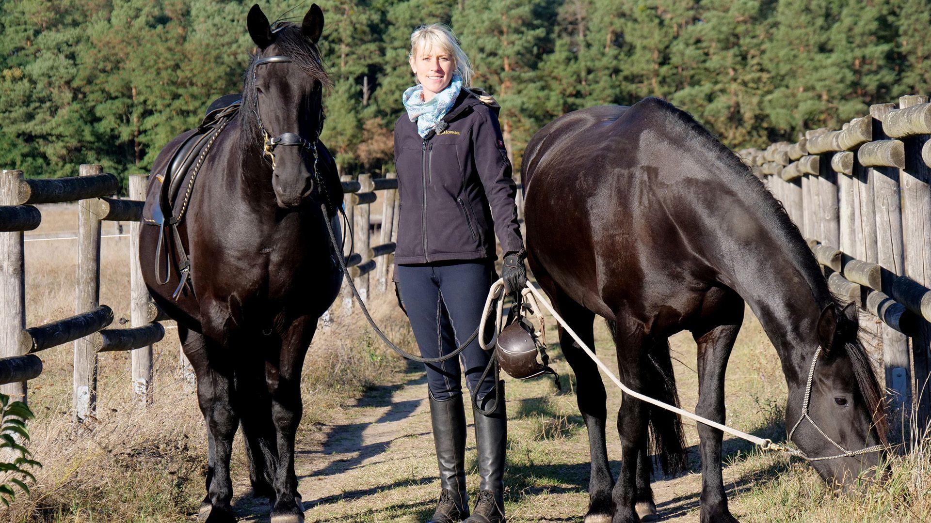 Heute u.a.: Silke mit Friesenstute Merle