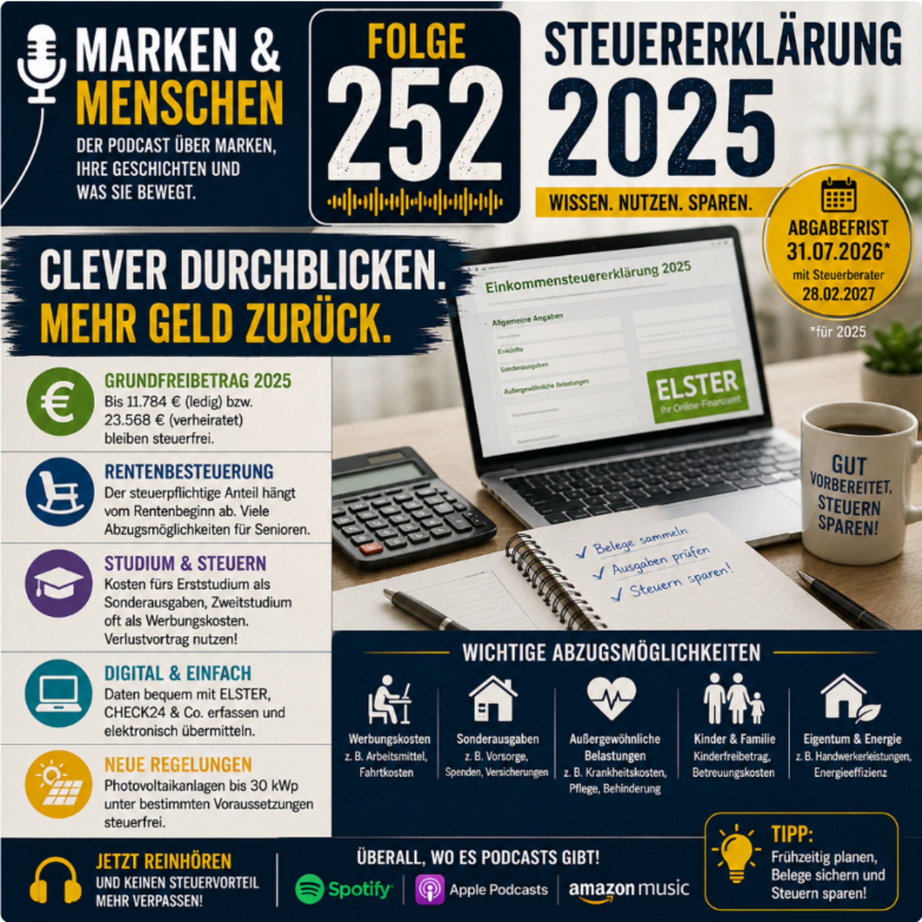 Steuererklärung 2025 – Fristen, Rentenbesteuerung und digitale Abgabe