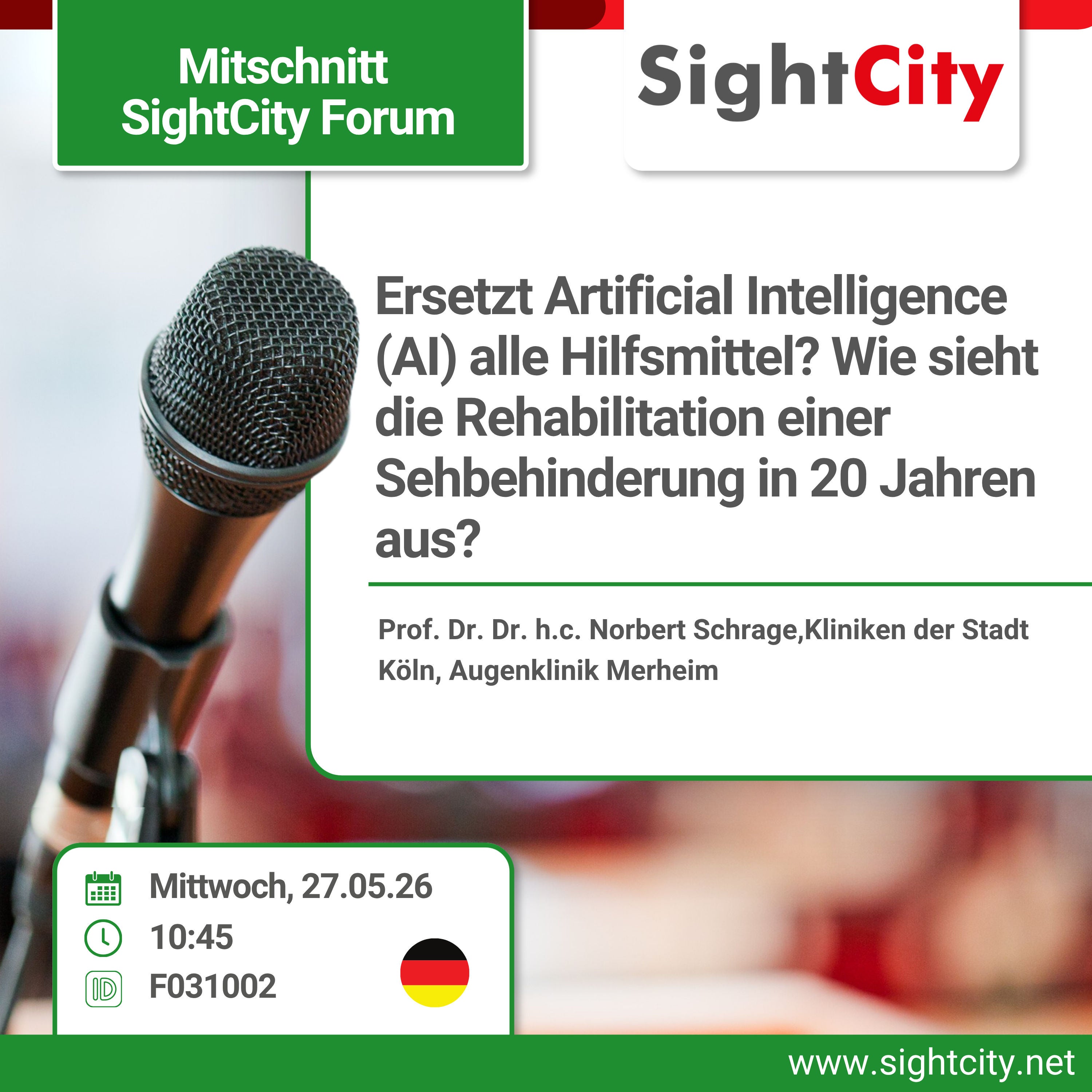SightCity Forum 2026 - Ersetzt Artificial Intelligence (AI) alle Hilfsmittel? (F031002)