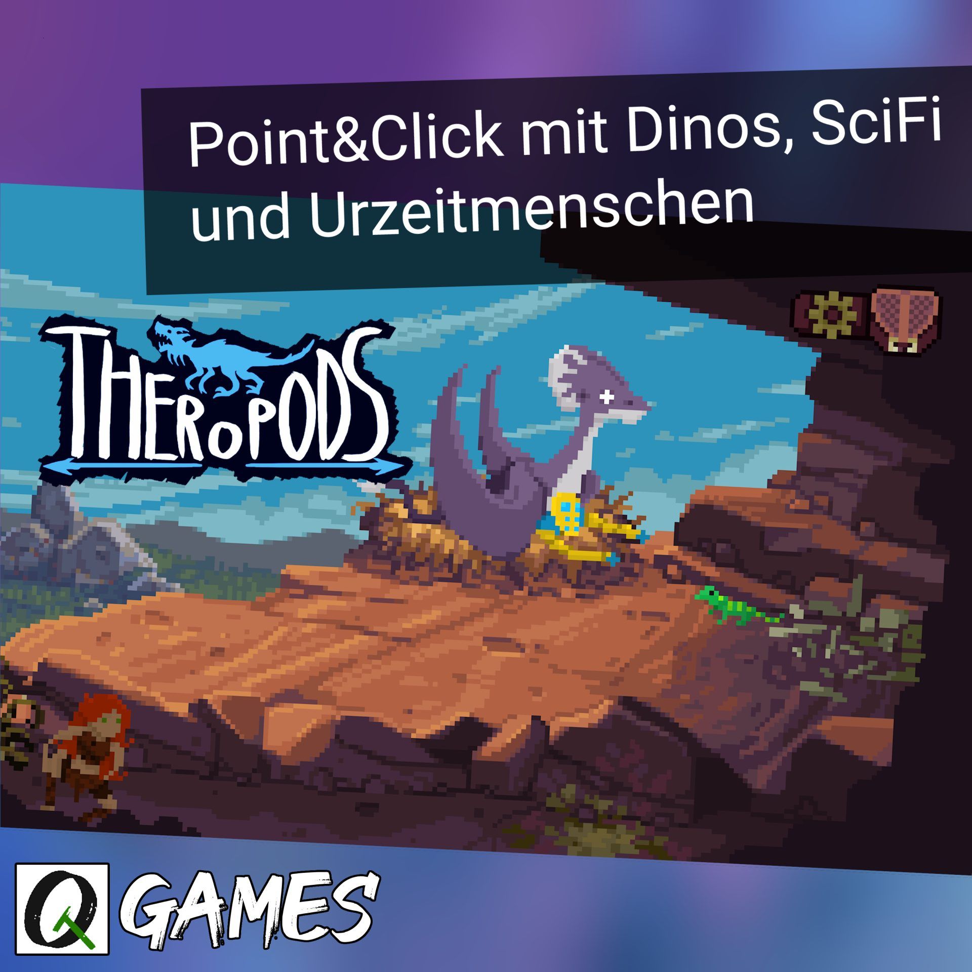 TQG1: Theropods – Point-&-Click-Abenteuer mit Pixelgrafik und Dinos, aber ohne Text