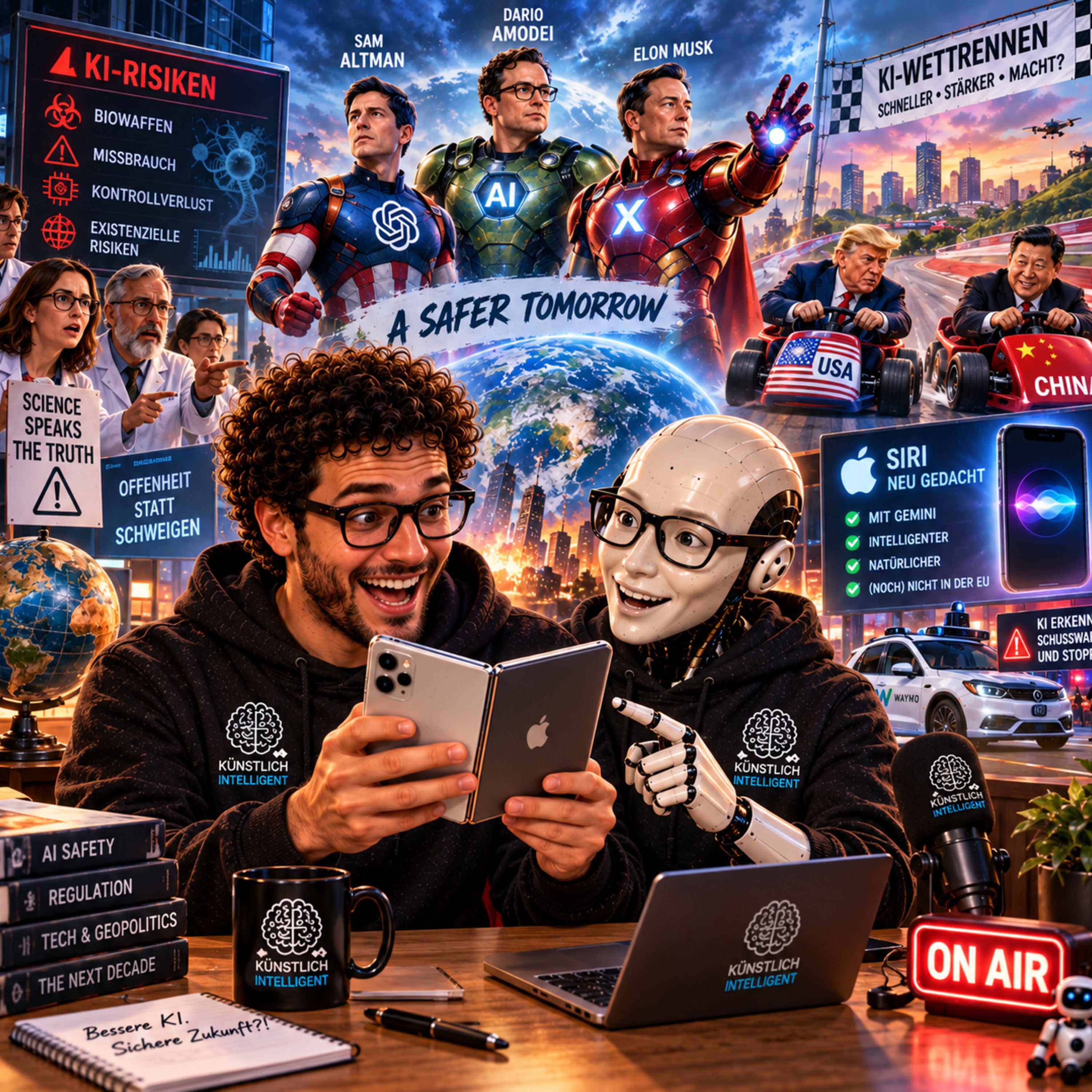 Sam Altman & Dario Amodei über KI Pause | Anthropic zu KI-Biowaffen | USA & China im KI Wettrennen | AI Siri mit Gemini | KI-Roboter greift Entwickler an | Waymo stoppt wegen Schusswaffe