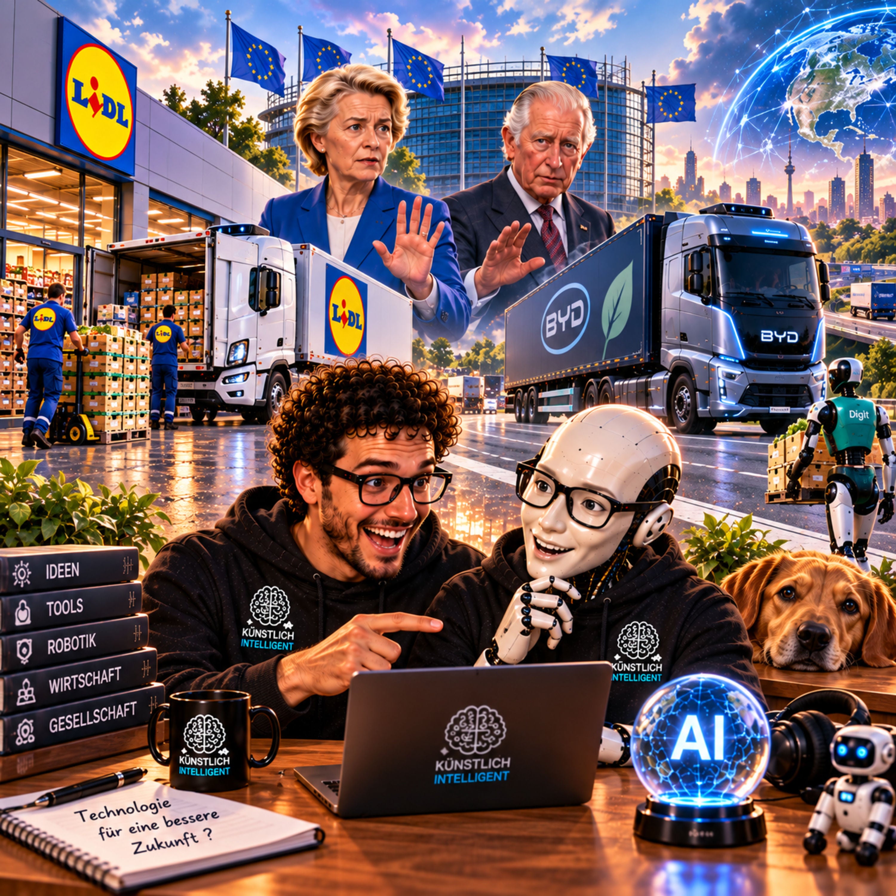 Dritter Weltkrieg oder KI-Risiko fast null? | Claude wird zum All-in-One-Agenten | ChatGPT Astra for Law | Gemini 3.8 Live | Digit 5 | Fahrerlose Lkw von Lidl | BYD 44-Tonner | KI-Regulierung