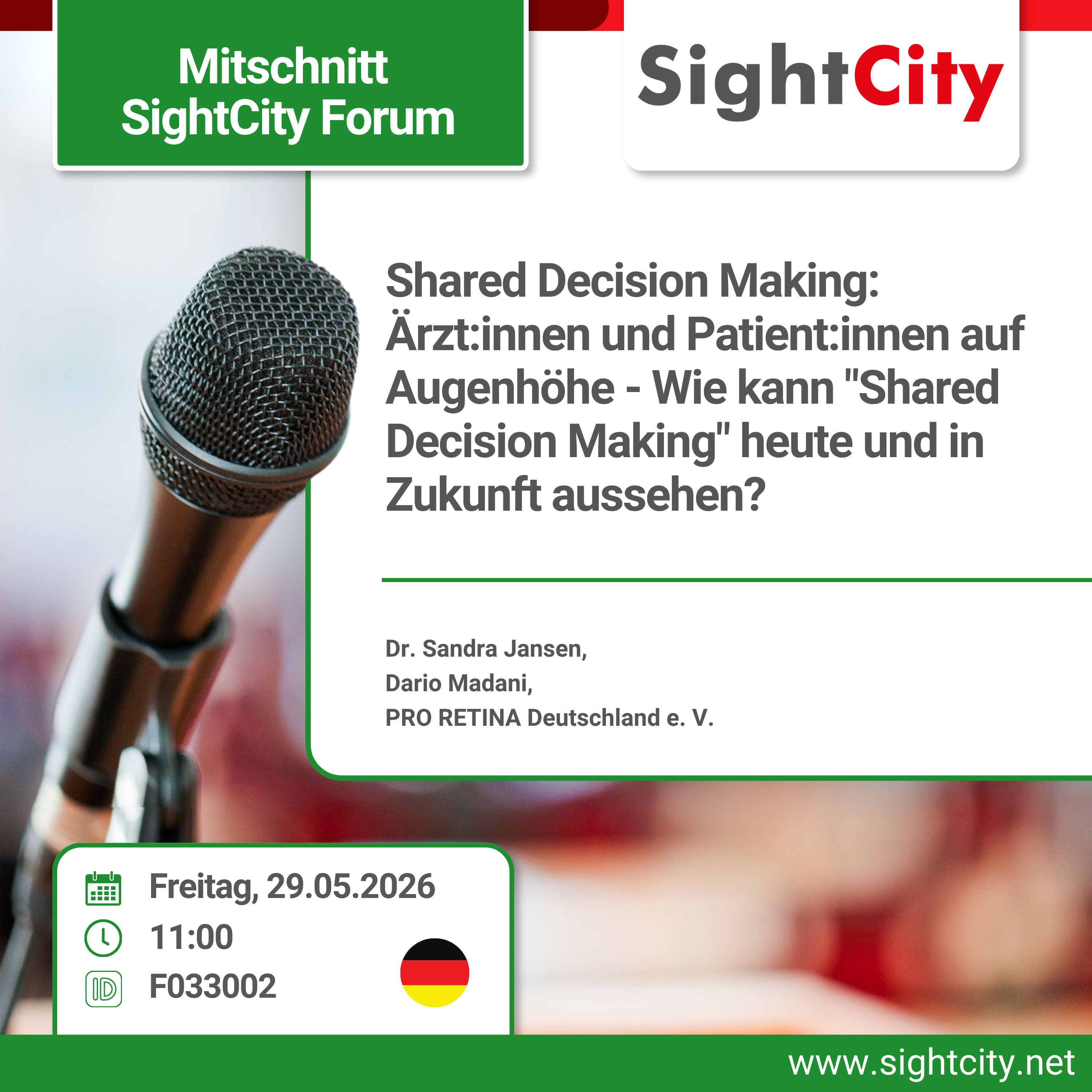 SightCity Forum 2026: Shared Decision Making: Ärzt:innen und Patient:innen auf Augenhöhe
