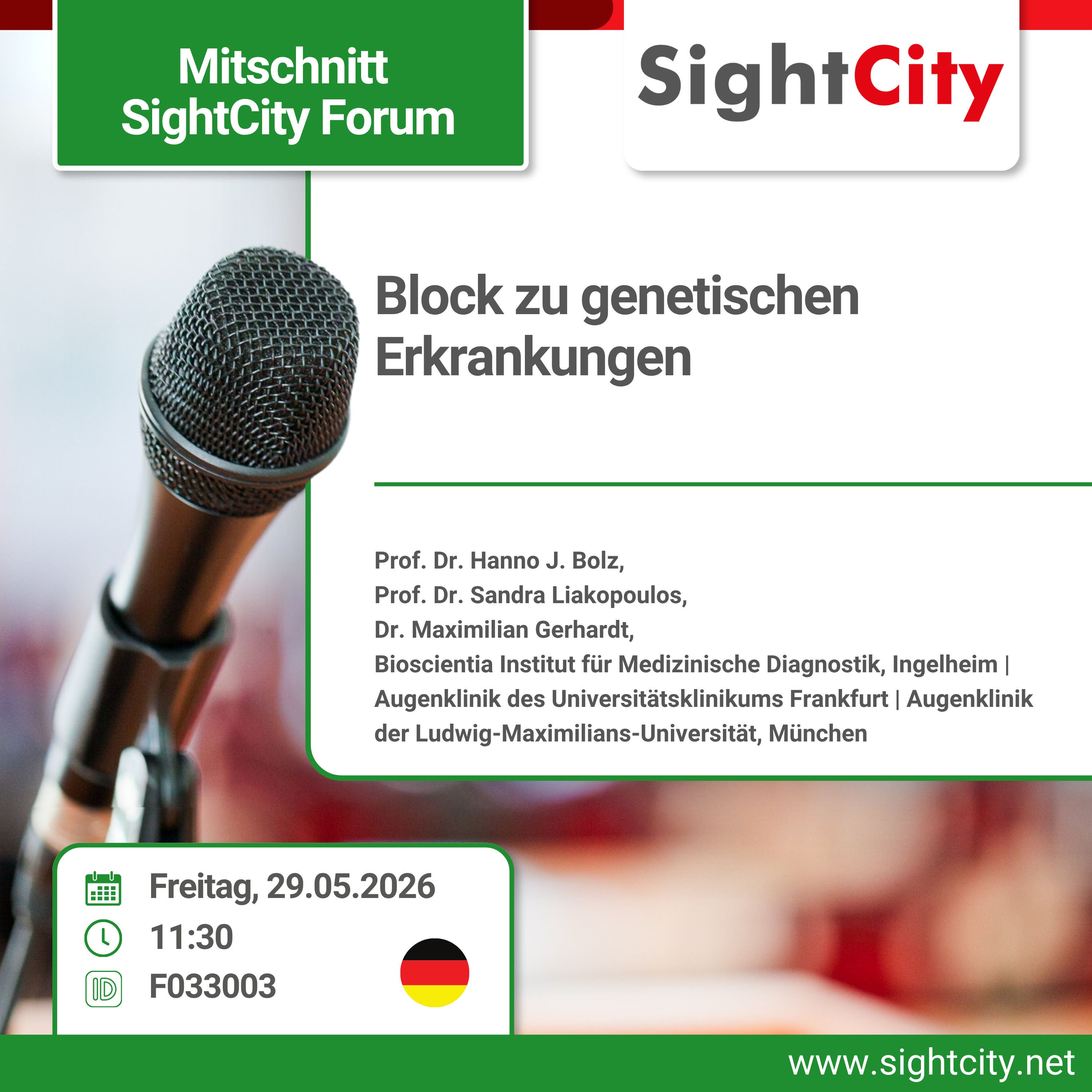 SightCity Forum 2026: Block zu genetischen Erkrankungen: Gendiagnostik und Therapien bei erblichen Netzhauterkrankungen