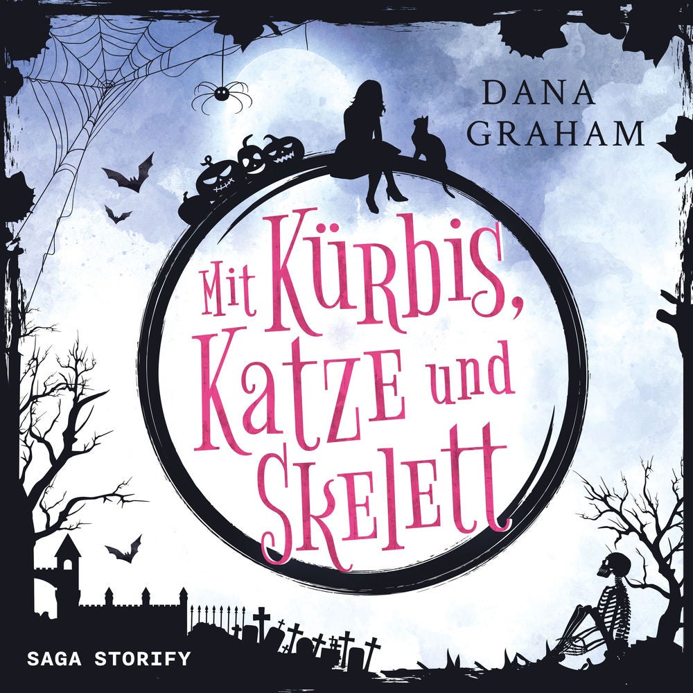 Mit Kürbis, Katze und Skelett