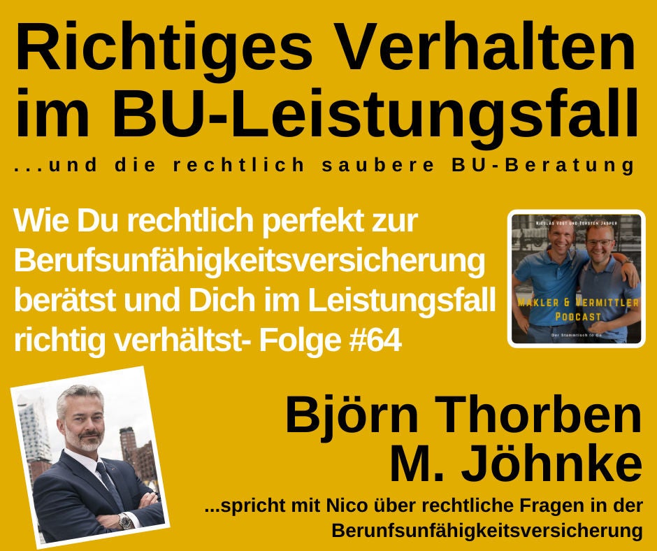 #64 Richtiges Verhalten im BU Leistungsfall - Interview mit RA Björn Thorben M. Jöhnke