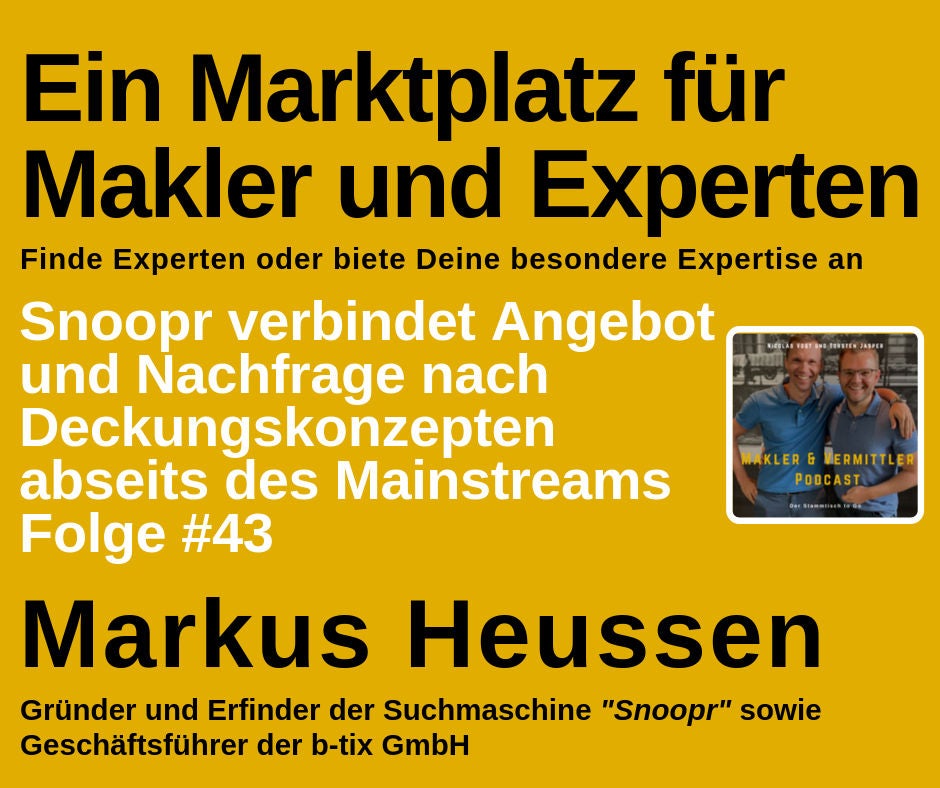 #43 Snoopr - Ein Marktplatz für Makler und Experten - Finde Experten oder biete Deine besondere Expertise an