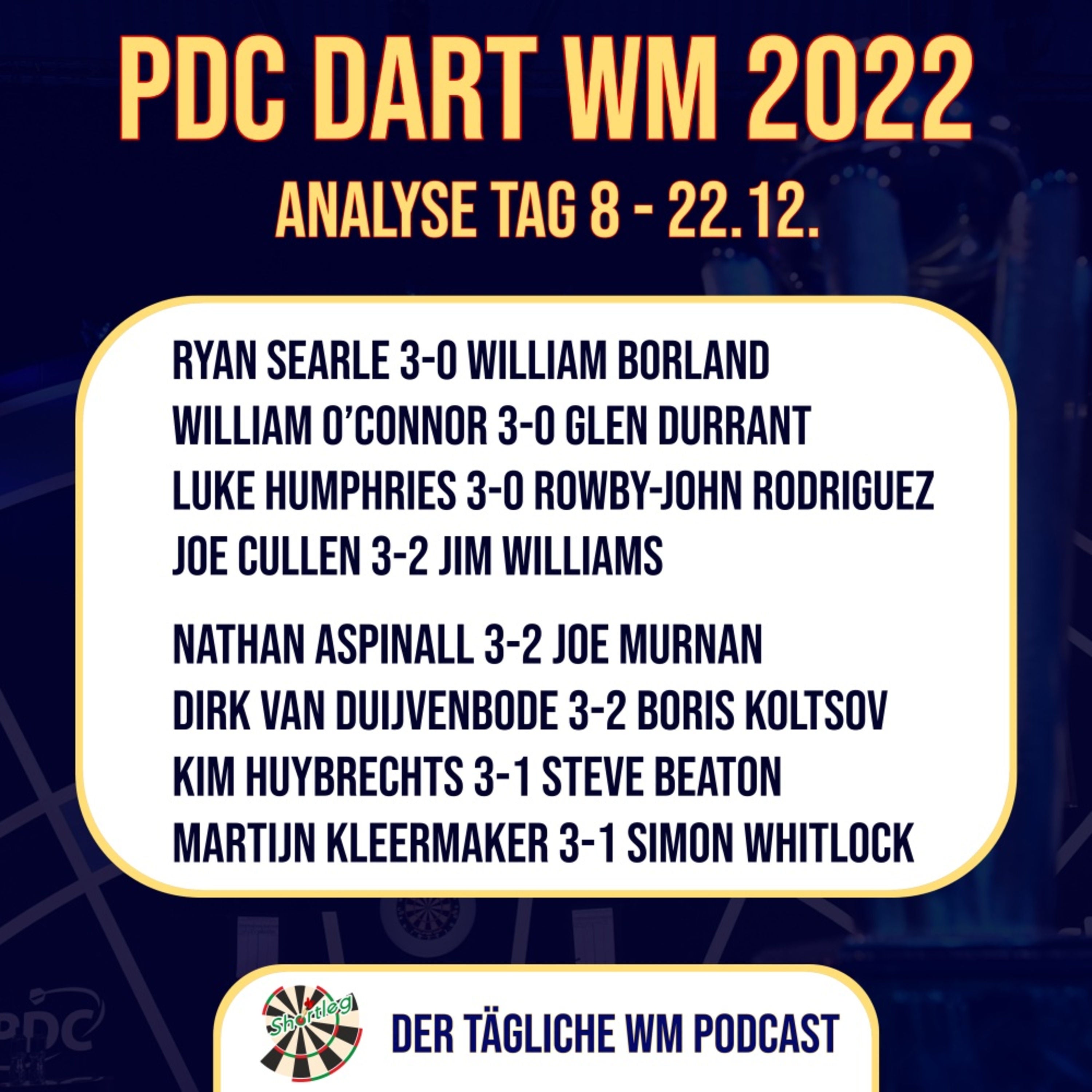 Shortleg - PDC WM 2022 - Tag 8 mit Shorty Seyler