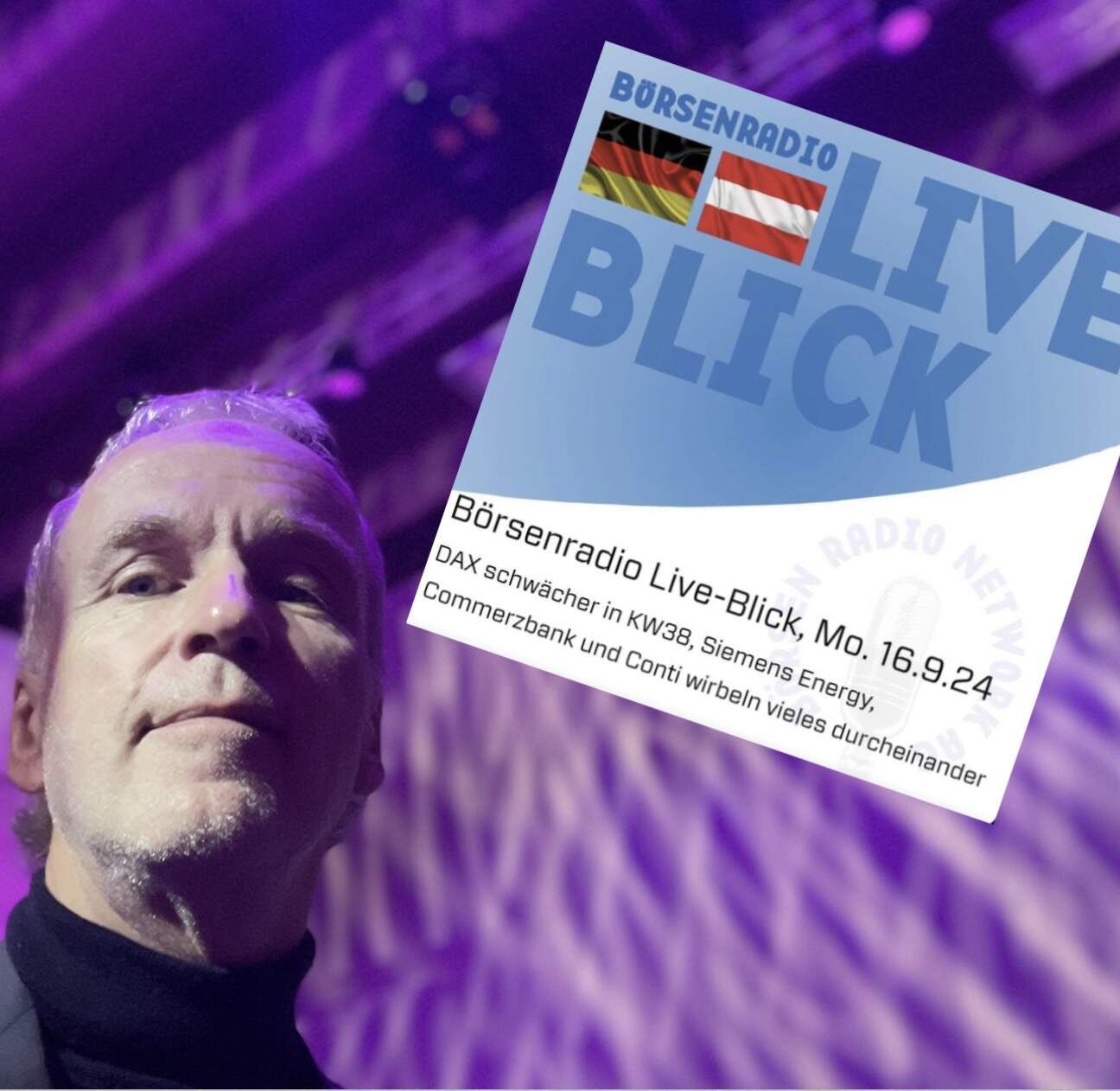 Demo des täglichen Live-Einstiegs in die DAX-Eröffnung für das deutsche Börsenradio am Beispiel 16. September