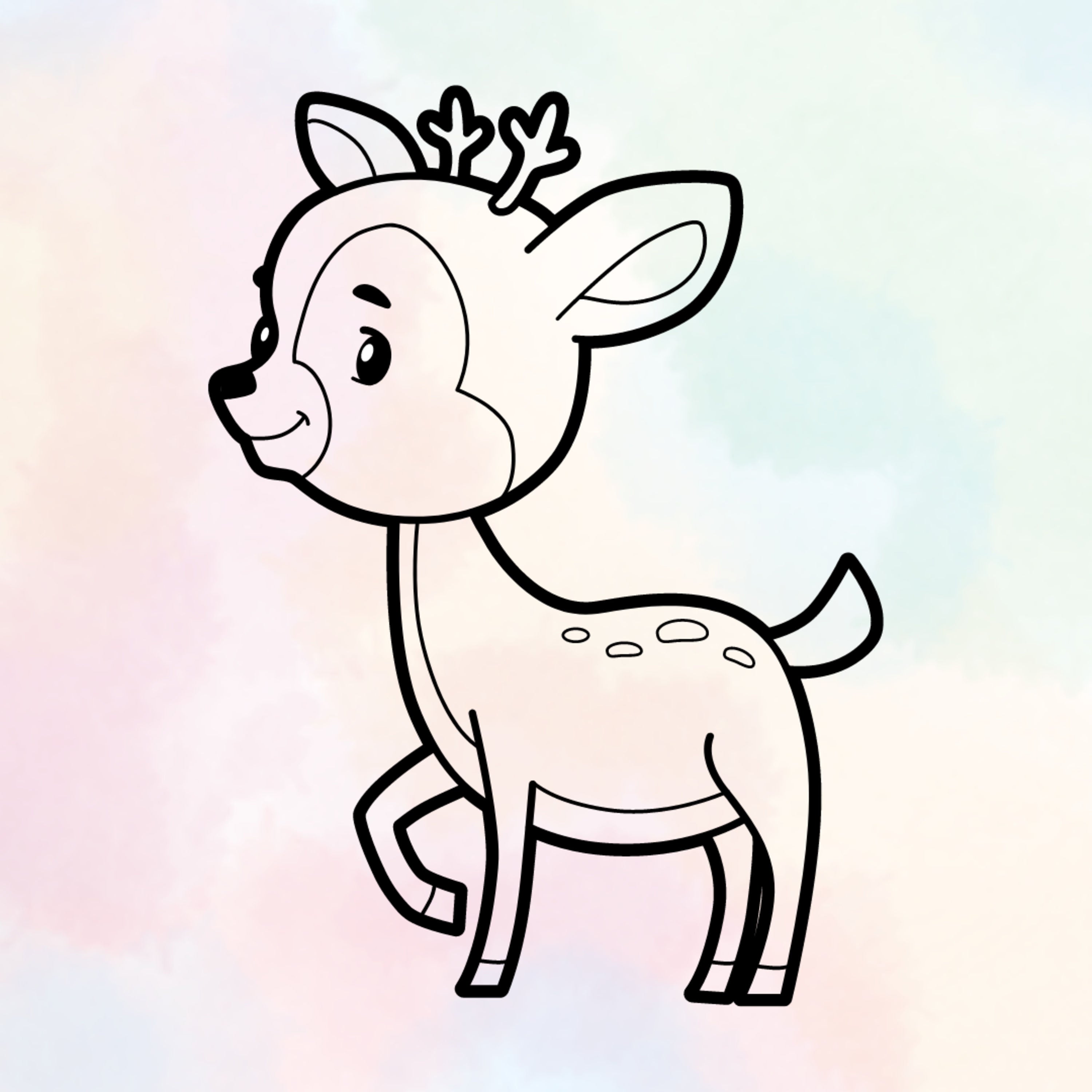 Der neugierige kleine Hirsch | kurze Ausmalgeschichte