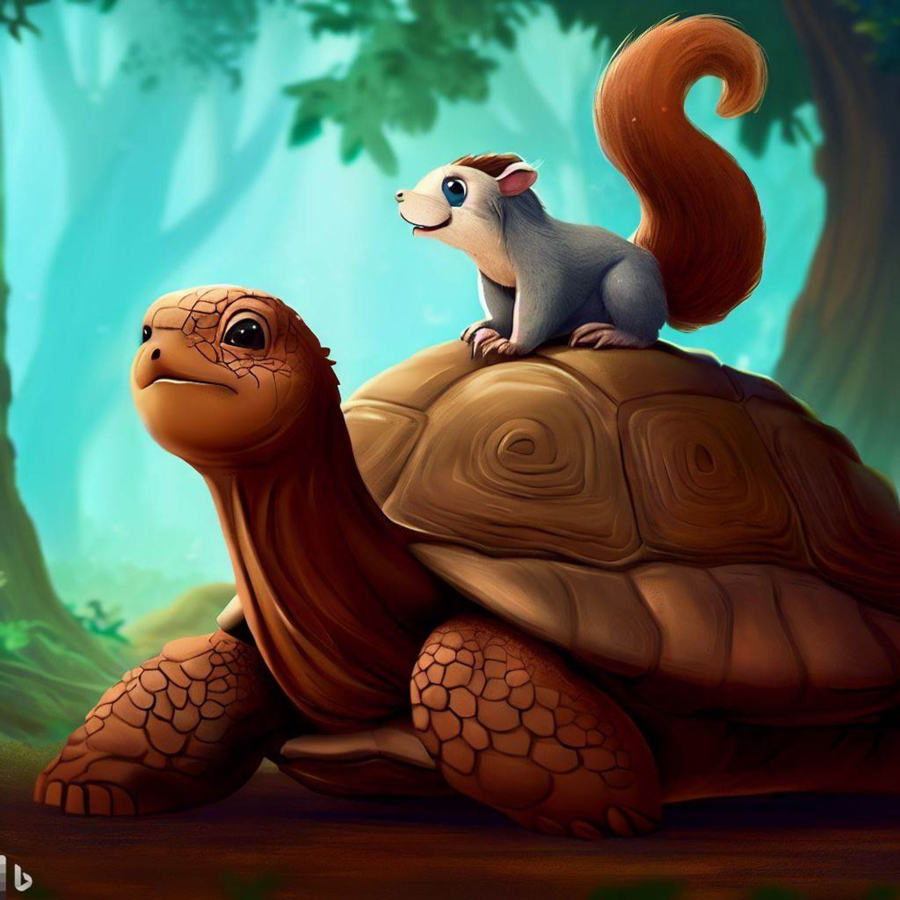 Ein Eichhörnchen & eine Schildkröte gehen spazieren | Fabel für Kinder